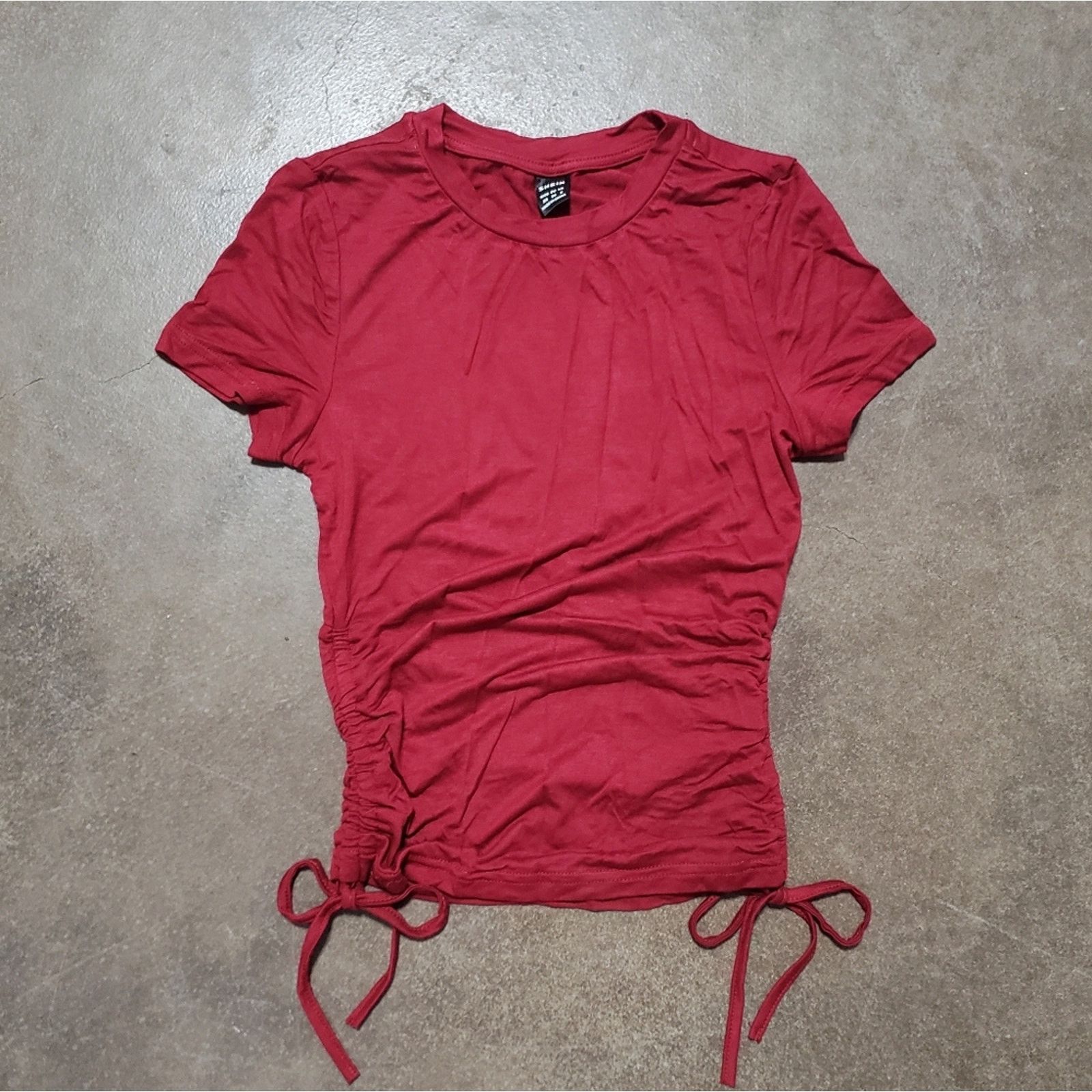 Shein Dark Red | SHEIN | Ruched Short Sleeve Size XS / US 0-2 / IT 36-38 - 1 Thumbnail