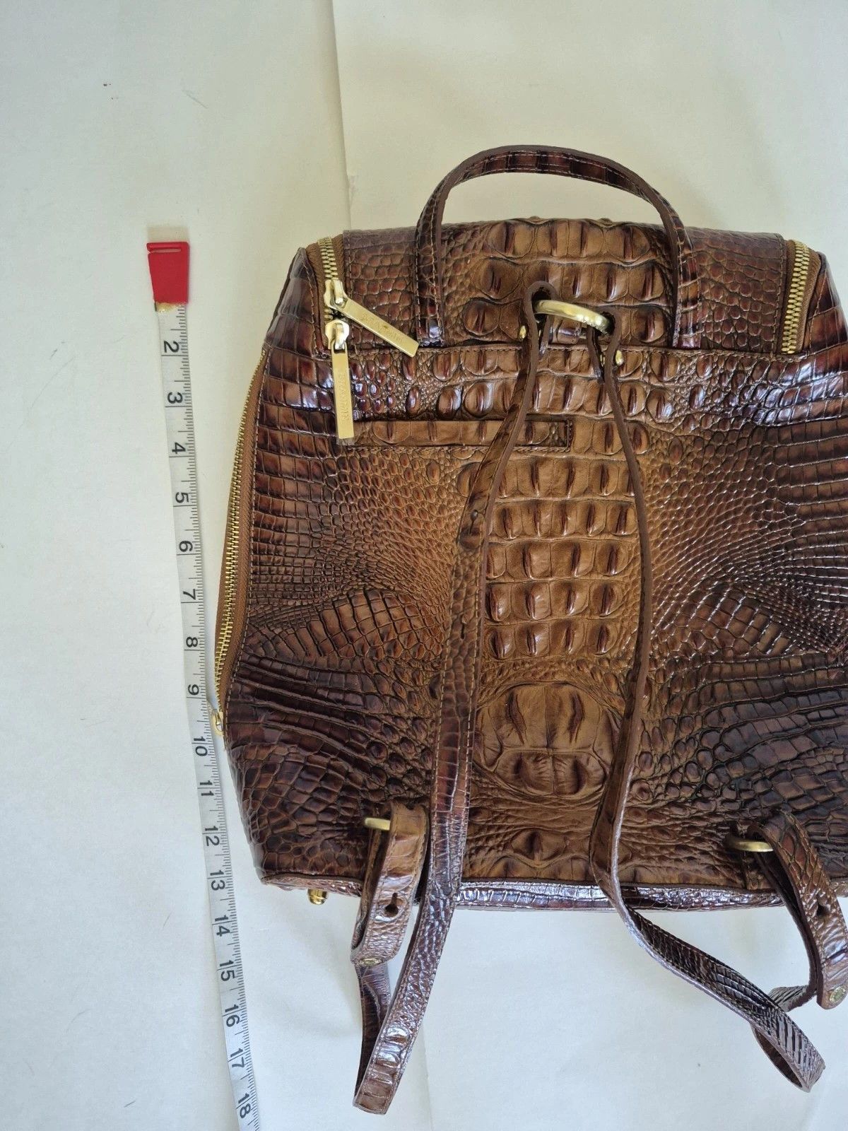 BRAHMIN NWOT Brahmin Bag Pecan Leather Croc Embossed Backpack Size ONE SIZE - 11 Thumbnail