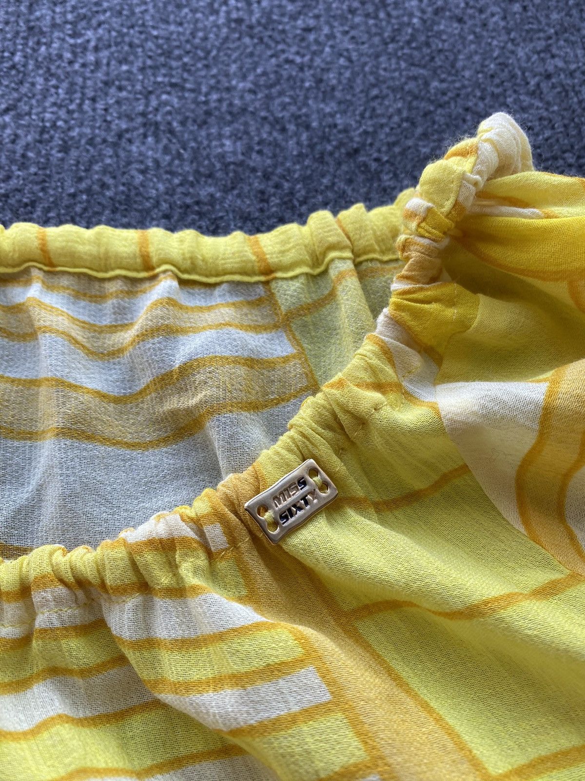Miss Sixty 🔥Miss Sixty Sexy Balloon Sleeve yellow blouse alt goth emo Size L / US 10 / IT 46 - 13 Thumbnail