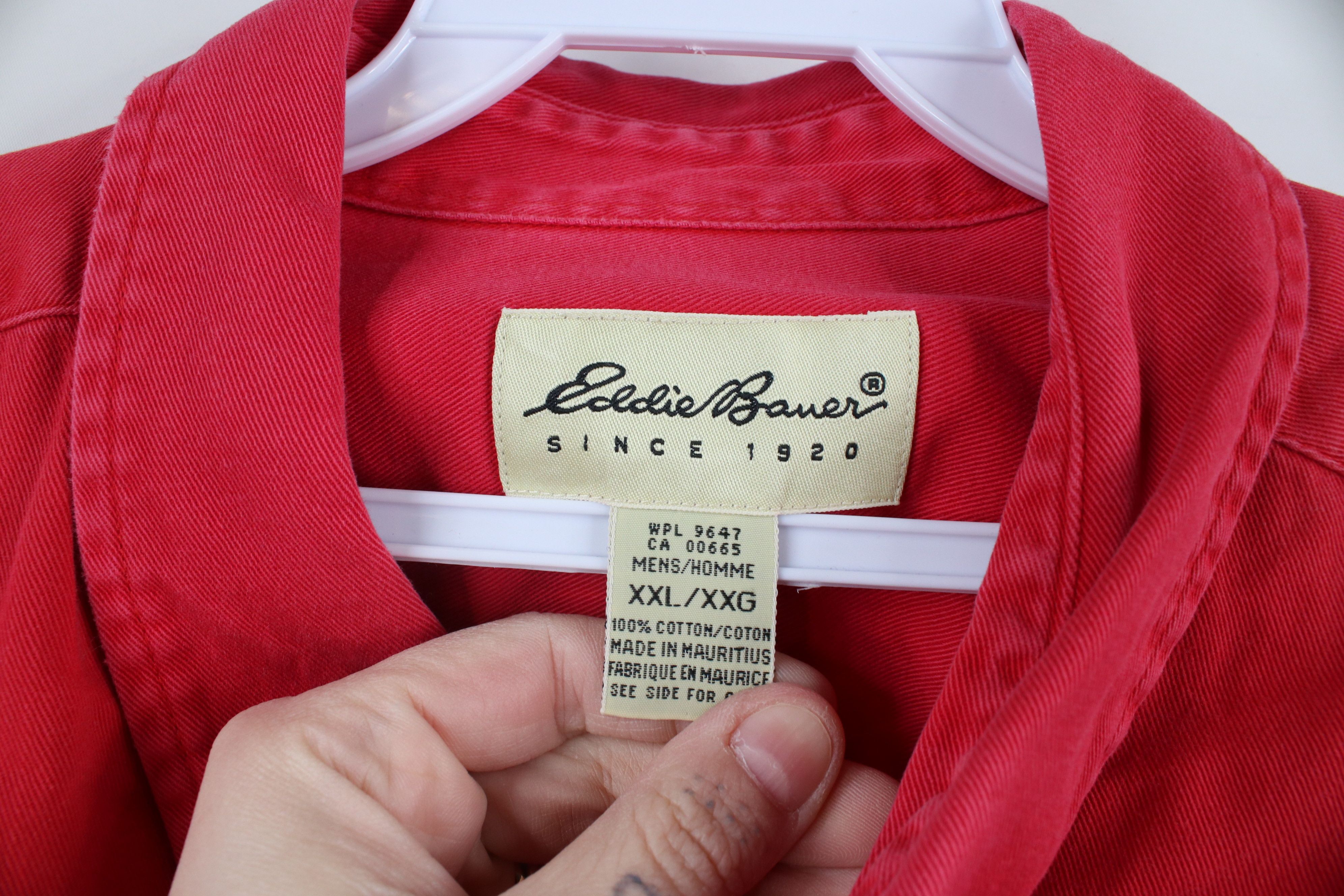 Eddie Bauer × Vintage Vintage 90s Eddie Bauer Cotton Twill Button Down Shirt Size US XXL / EU 58 / 5 - 11 Thumbnail