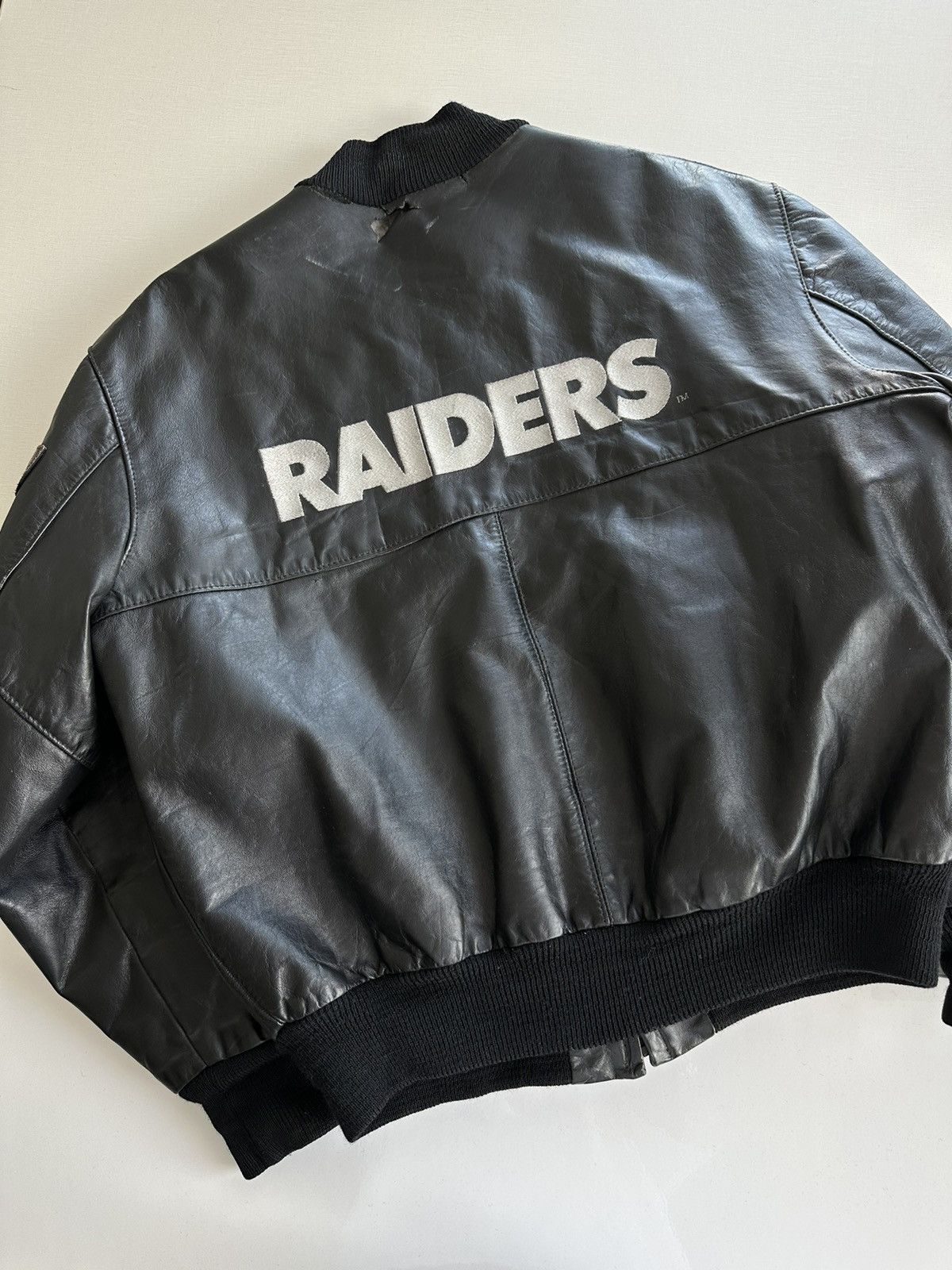 NFL × Vintage Crazy Vintage 80s Oakland Raiders Super Bowl Leather Jacket Size US L / EU 52-54 / 3 - 12 Thumbnail