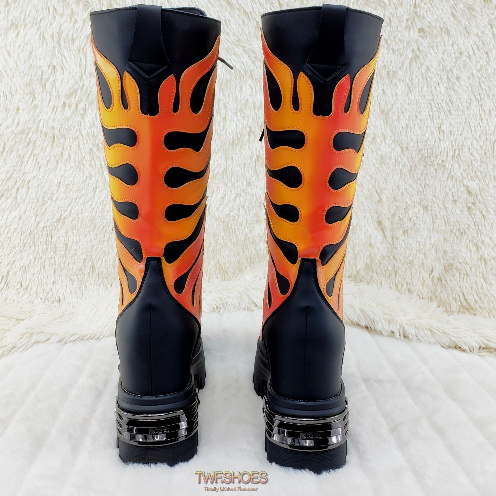 Other Wang Reflective Flame Punk Goth Rock 2" Platform 4.5 Hidden Size US 6 / IT 36 - 4 Thumbnail