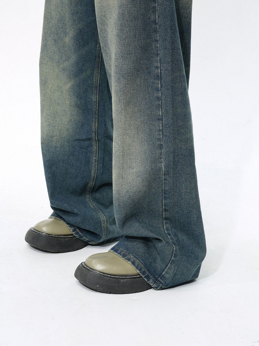 Vintage Men's Japanese retro blue casual wide-leg straight jeans Size US 32 / EU 48 - 5 Thumbnail