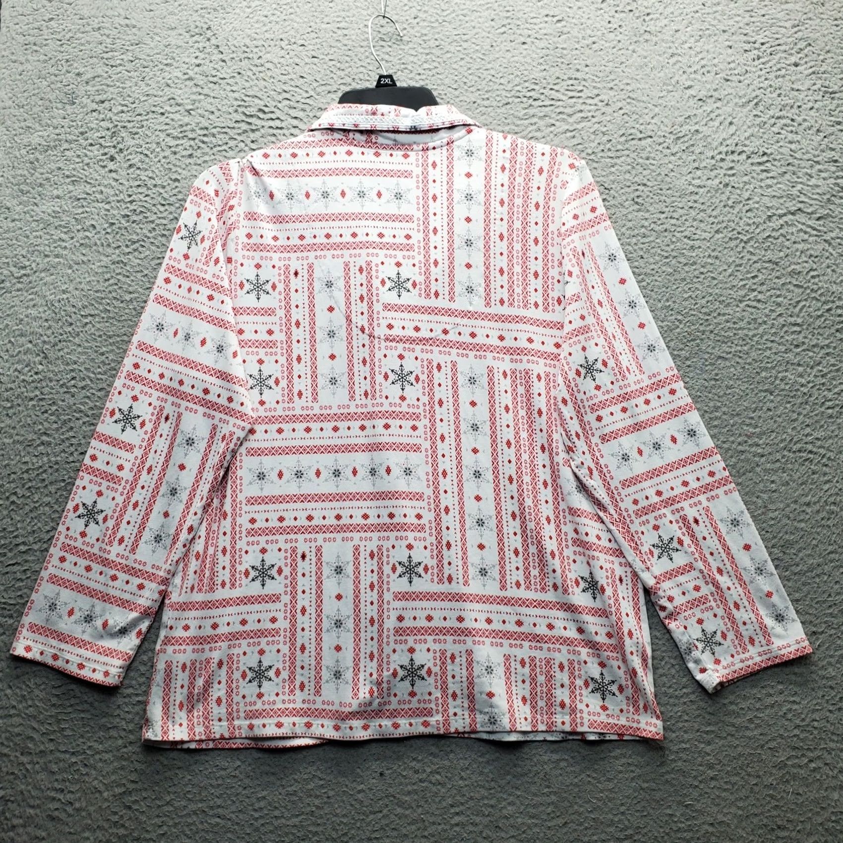 Ellen Tracy Ellen Tracy Pajama Set Womens L Multicolor Snow Flag Print Winter Button Front Size ONE SIZE - 3 Thumbnail