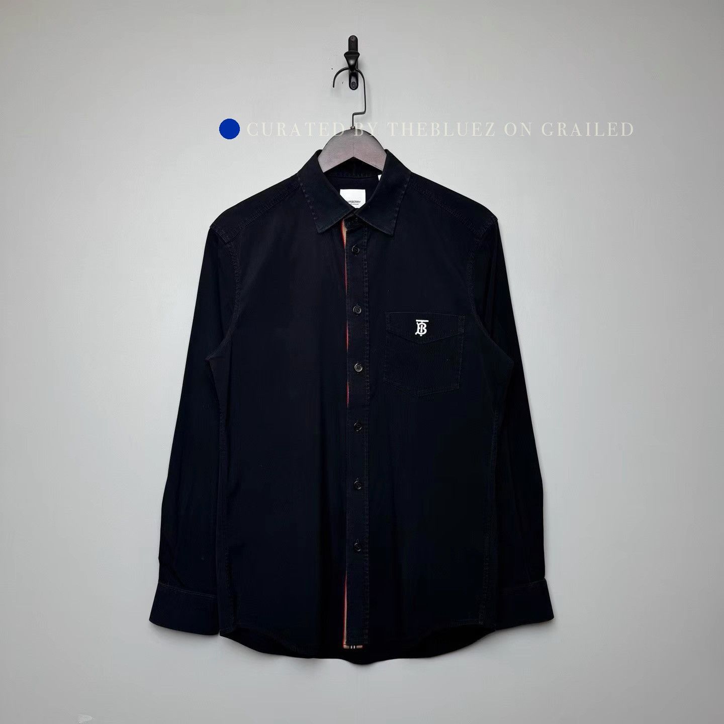 Burberry Black Logo Embroidered Long Sleeve Shirt Size US S / EU 44-46 / 1 - 1 Thumbnail