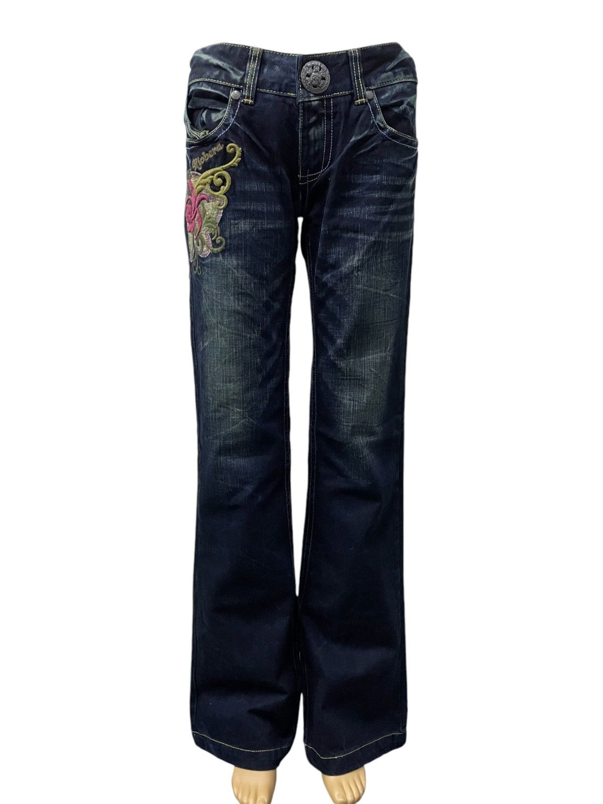 Affliction Riobera Embroidery Red Pepper Lolita Style Pocket Flare Pant Size US 28 / EU 44 - 3 Thumbnail
