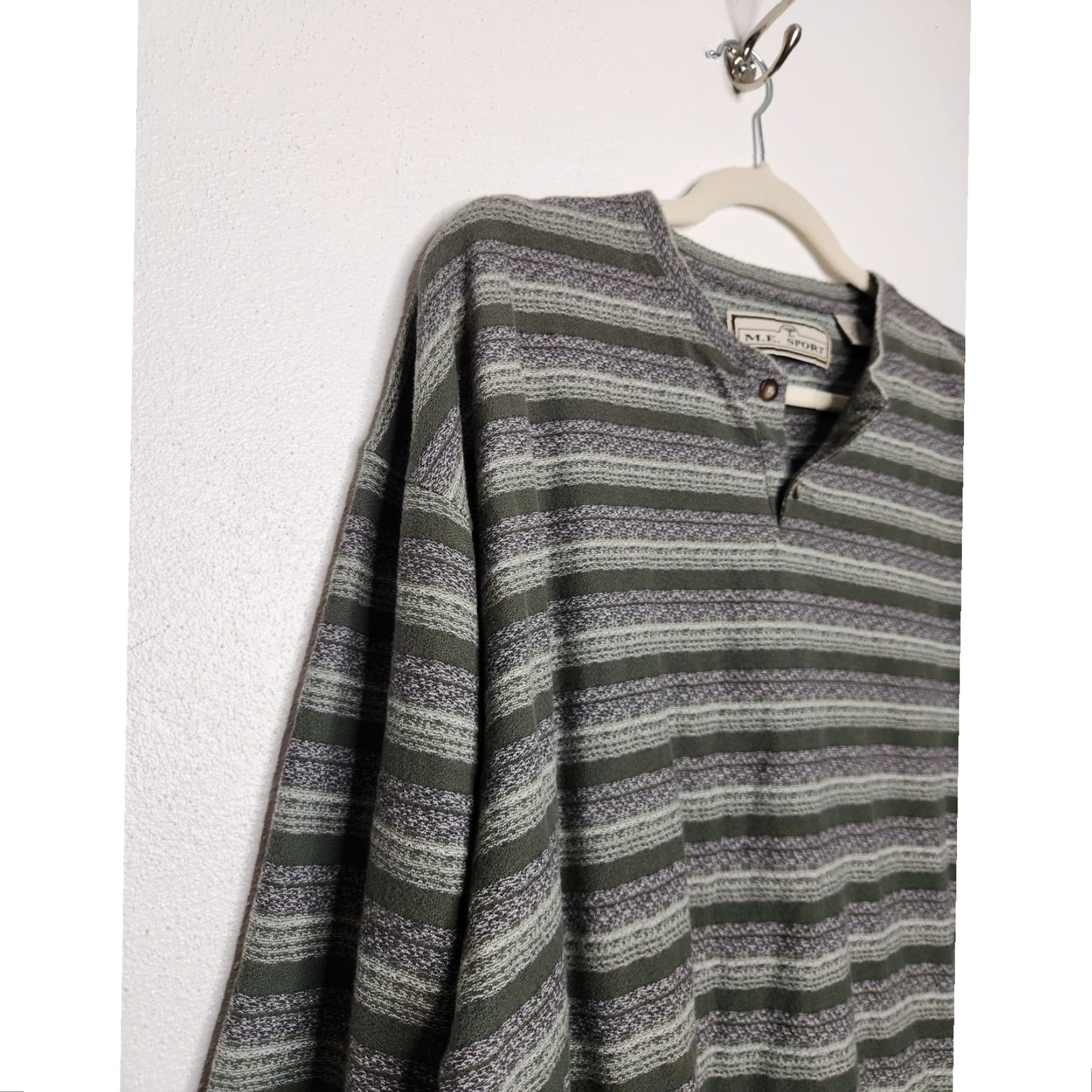 Vintage VINTAGE Cobain 90s Y2K Henley Long Sleeve Striped Multi Earth Tones XL Men M.E. Sport Grunge Skater Size US XL / EU 56 / 4 - 3 Thumbnail