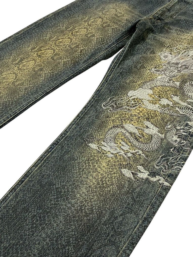 Karakuri Tamashii Karakuri Tamashi Dragon Embroidery Snake Skin Pattern Denim Size US 30 / EU 46 - 5 Thumbnail