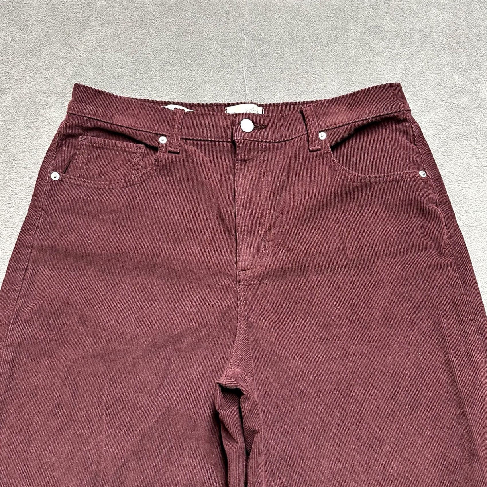 Vintage Universal Thread Pants Womens 12R Maroon Red High Rise Easy Barrel Corduroy EUC Size 34" / US 12 / IT 48 - 3 Thumbnail