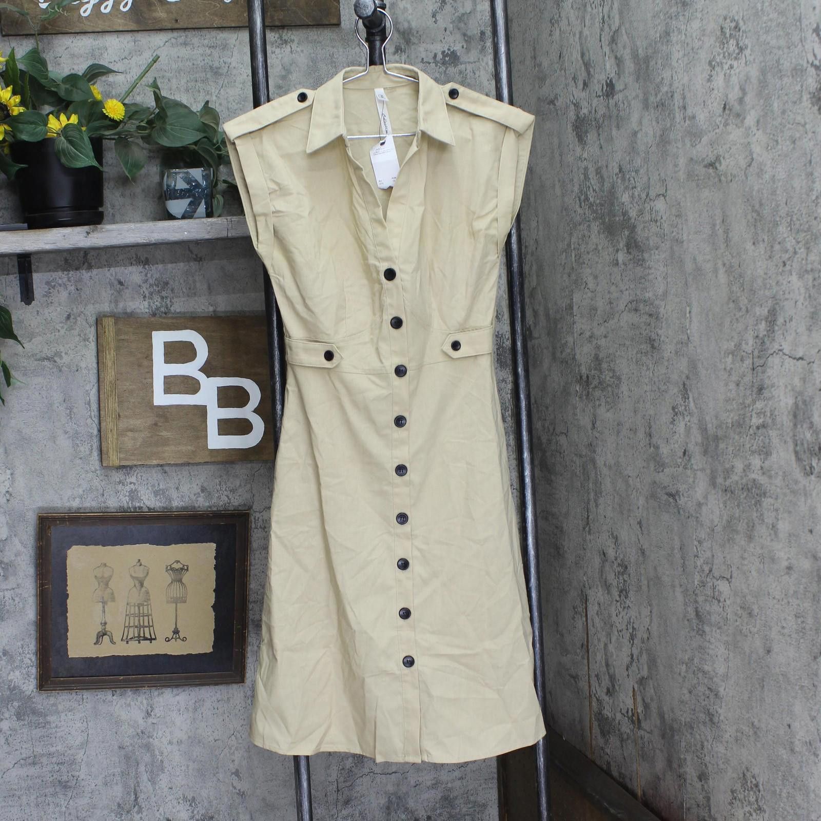 Other Nwt Ny Collection Front Linen Dress Plaza Taupe Brown Ps Size S / US 4 / IT 40 - 1 Thumbnail