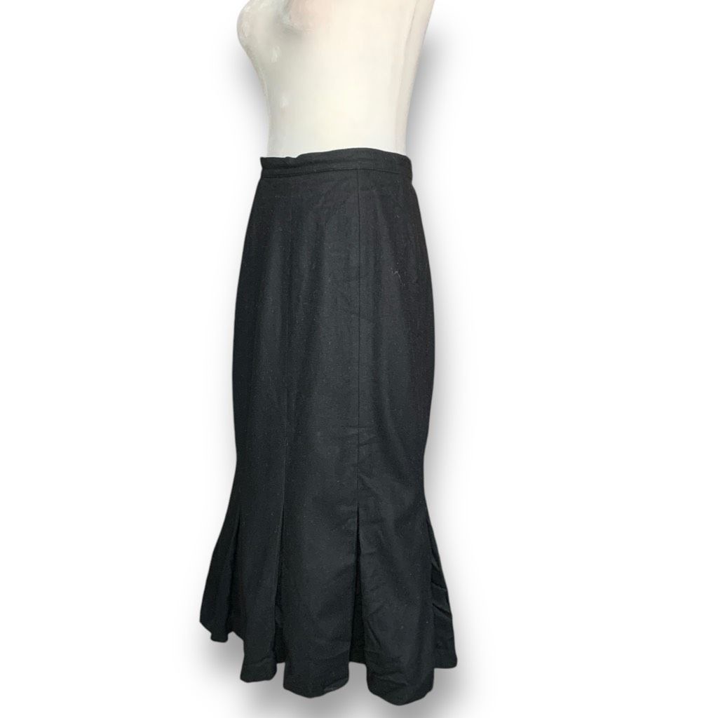 Vintage Vintage SK & Company Black High Waist Wool Blend Midi Skirt Size 34" / US 12 / IT 48 - 3 Thumbnail
