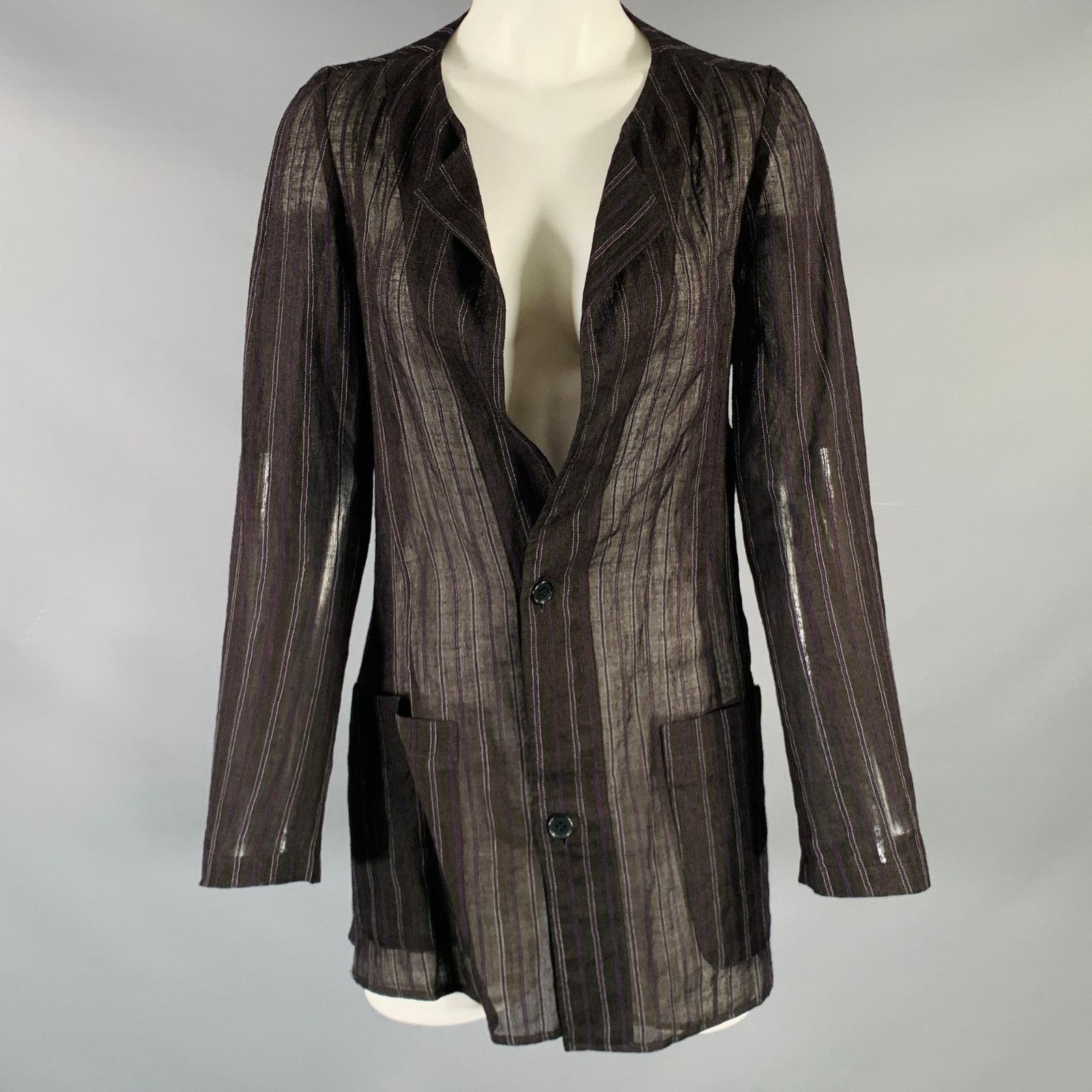 Yohji Yamamoto YOHJI YAMAMOTO Size S Black Cotton Notch Lapel Coat Size S / US 4 / IT 40 - 2 Thumbnail
