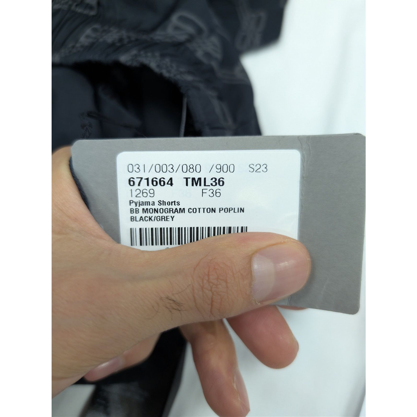 Balenciaga o1rshd1 BB Monogram Cotton Poplin Pyjama Shorts Black/Grey Size US 36 / EU 52 - 21 Thumbnail