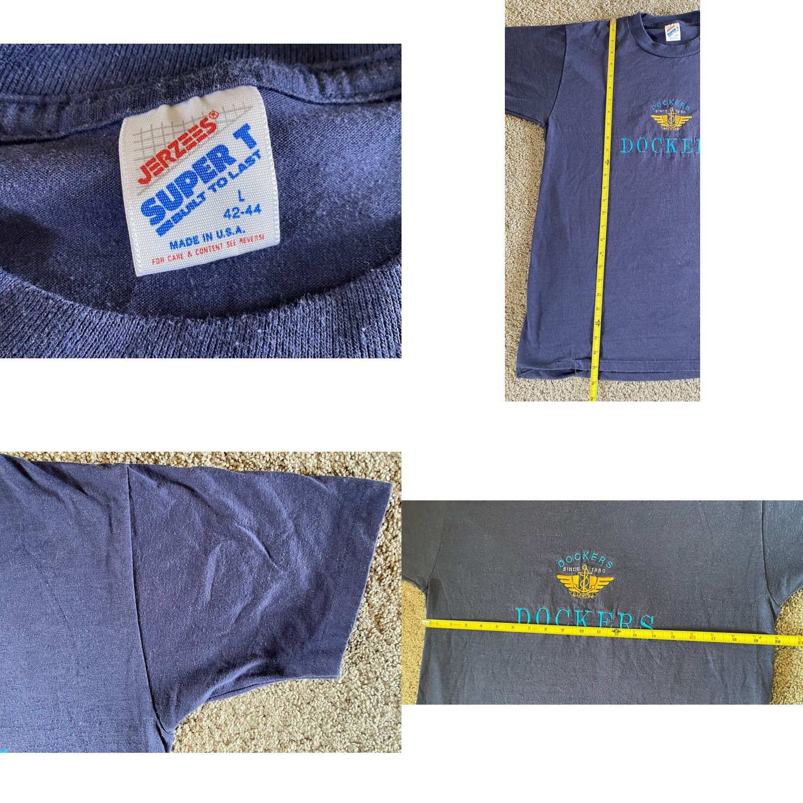 Jerzees VINTAGE Jerzees Super T Shirt Men’s L Short Sleeve USA 90s 80s Blue Logo Shirt Mens Size US L / EU 52-54 / 3 - 8 Thumbnail