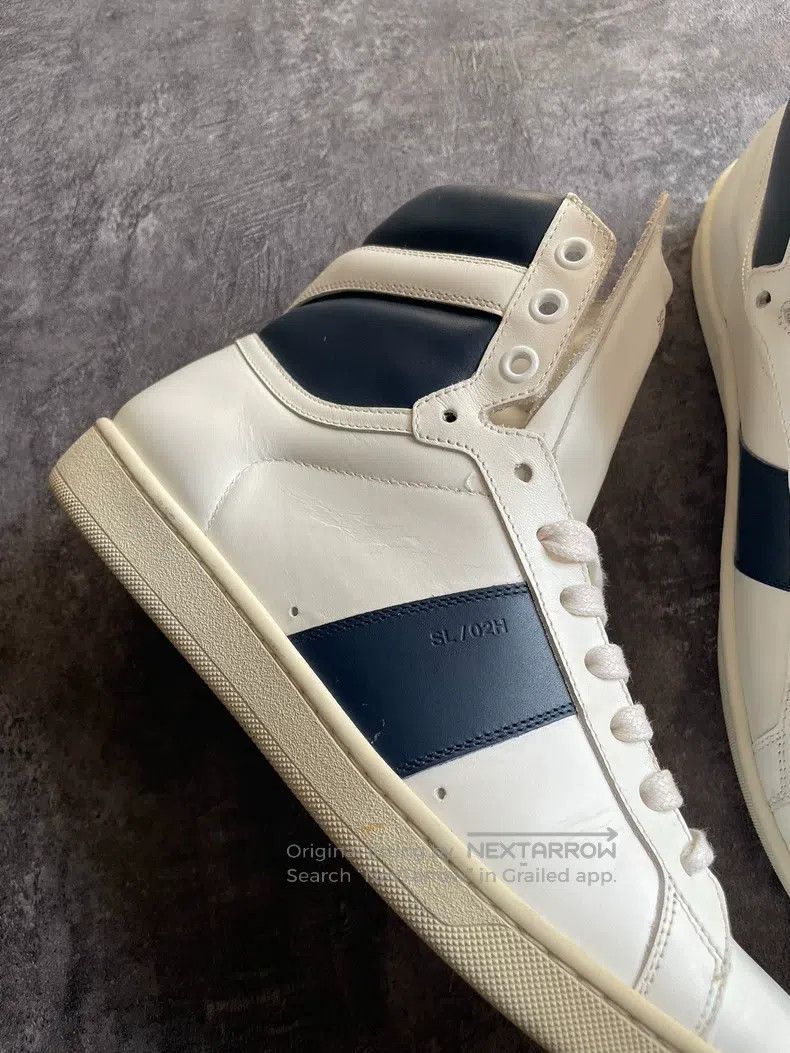 Saint Laurent Paris Saint Laurent Paris High Top Blue and White Patchwork Snea Size US 7 / EU 40 - 4 Thumbnail