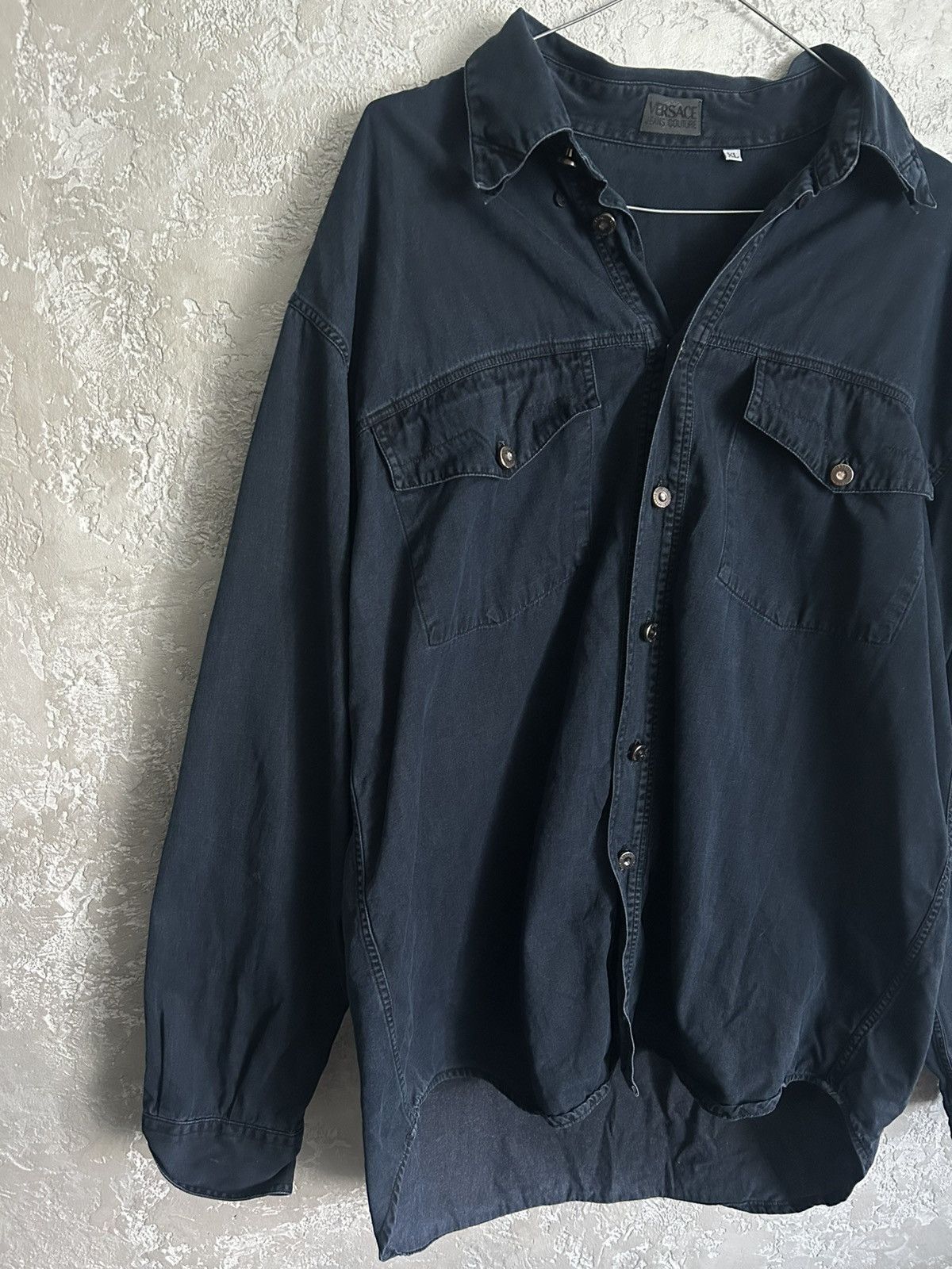 Versace × Vintage Vintage VERSACE JEANS COUTURE Contrast Long Sleeve Shirt Size US XL / EU 56 / 4 - 2 Thumbnail