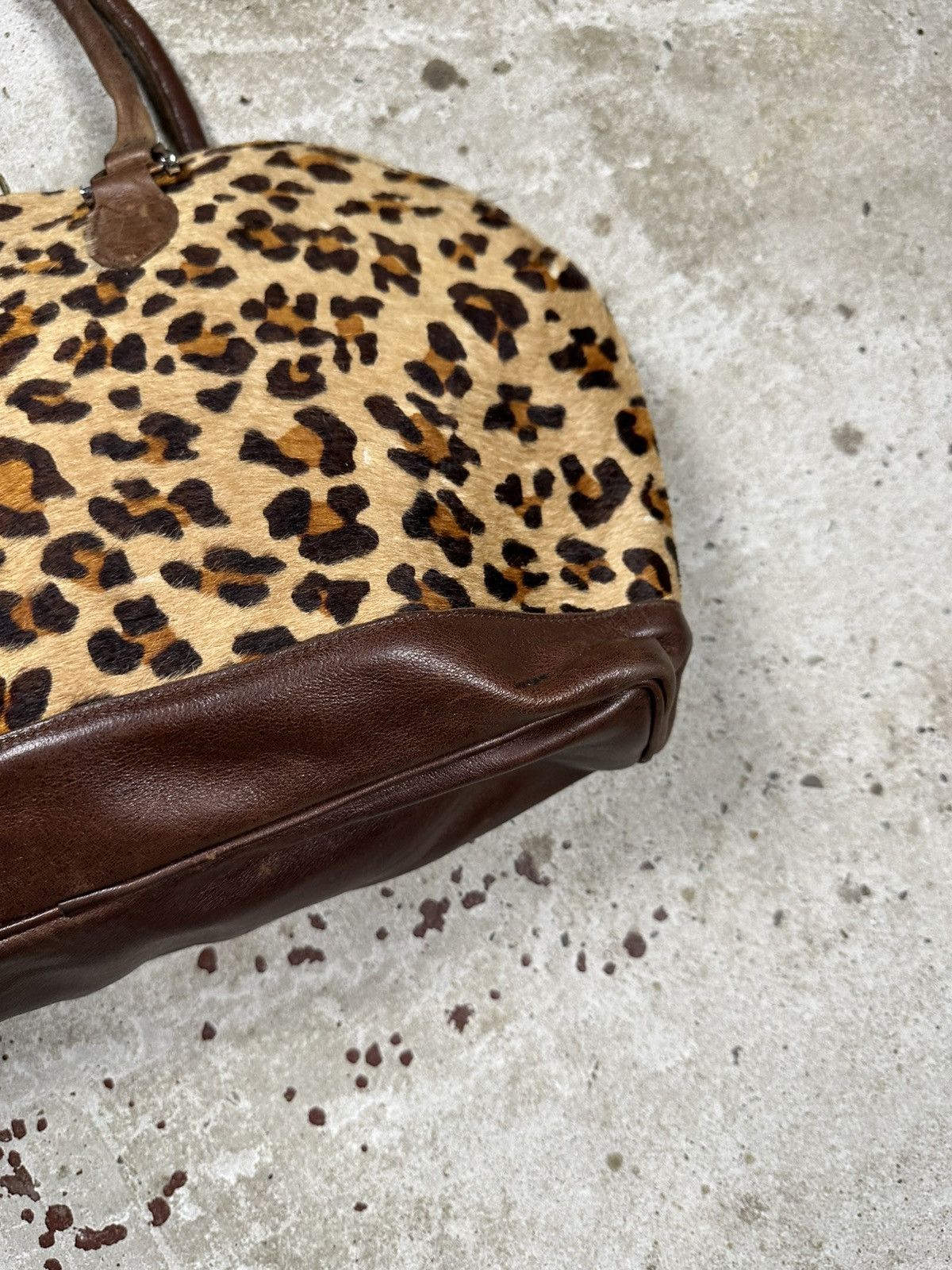 Japanese Brand Vintage 90s Leopard Print Fur & Leather Hand Bag Size ONE SIZE - 4 Thumbnail