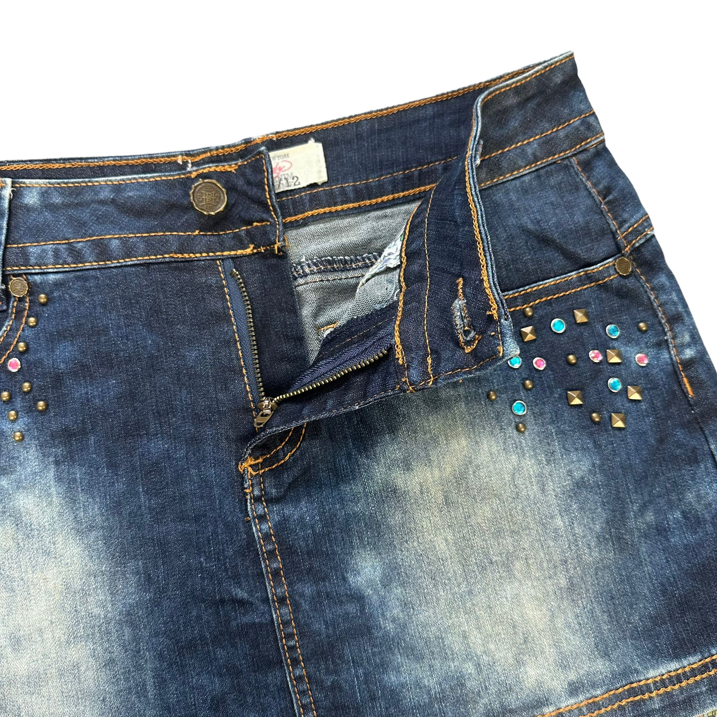 Ed Hardy ED HARDY EMBROIDERY LOGO DENIM MINI SKIRTS #8656-019 Size 30" / US 8 / IT 44 - 3 Thumbnail