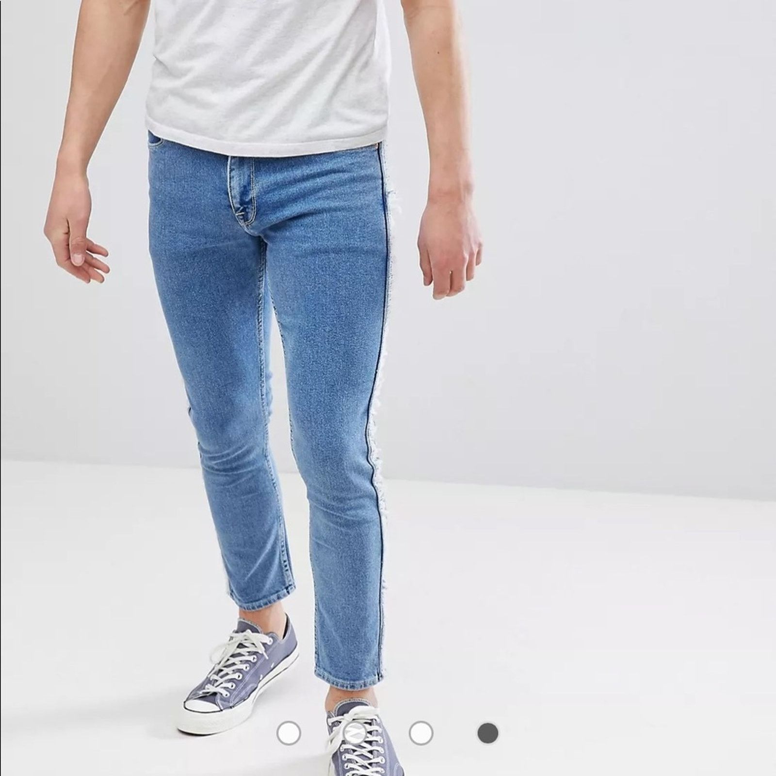 Asos ASOS Skinny jeans in mid wash blue with frayed side stripe Size US 28 / EU 44 - 3 Thumbnail