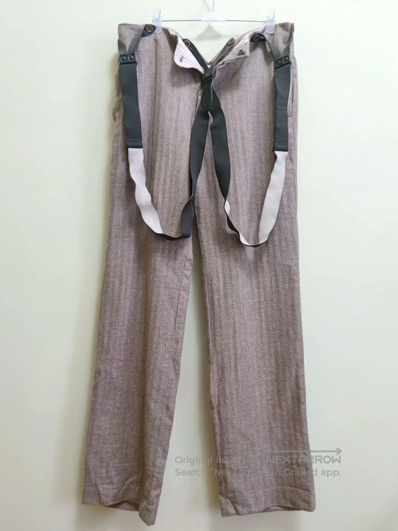 Ziggy Chen Men's Wool Suspenders with Herringbone Pattern. Size US 34 / EU 50 - 1 Thumbnail