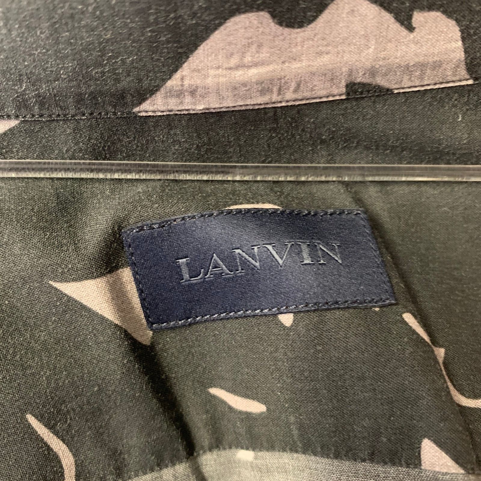 Lanvin LANVIN Black Grey Blue Abstract Floral Cotton Long Sleeve Size US S / EU 44-46 / 1 - 6 Thumbnail
