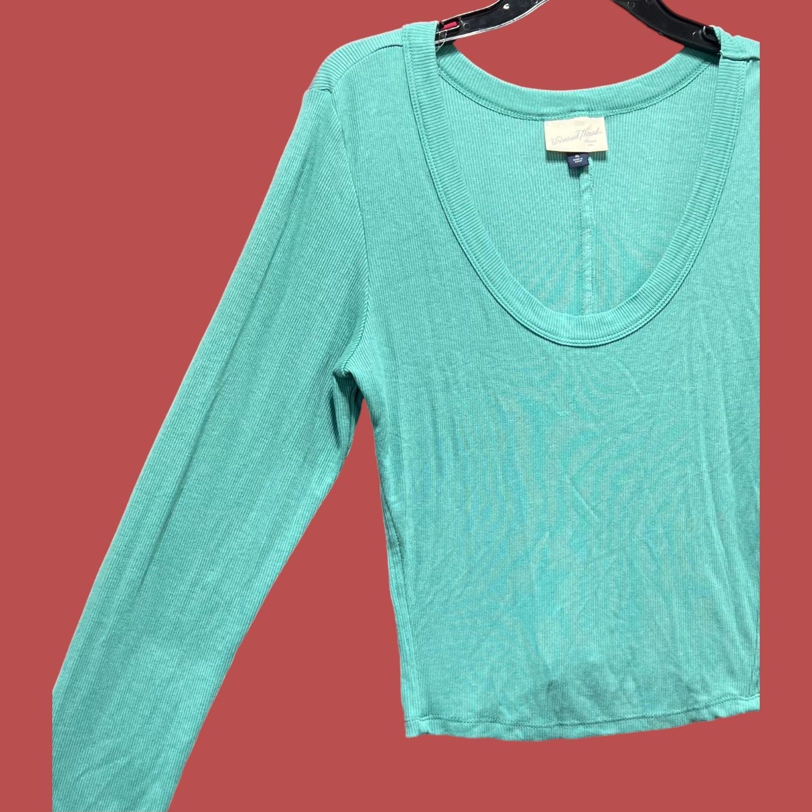 Other Universal Thread - Women's Ribbed Long Sleeve Scoopneck T-Sh Size XL / US 12-14 / IT 48-50 - 14 Thumbnail