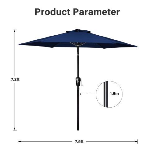Designer × Homemade 7.5ft Patio Outdoor Table Market Yard Umbrella with Push But Size US L / EU 52-54 / 3 - 5 Thumbnail
