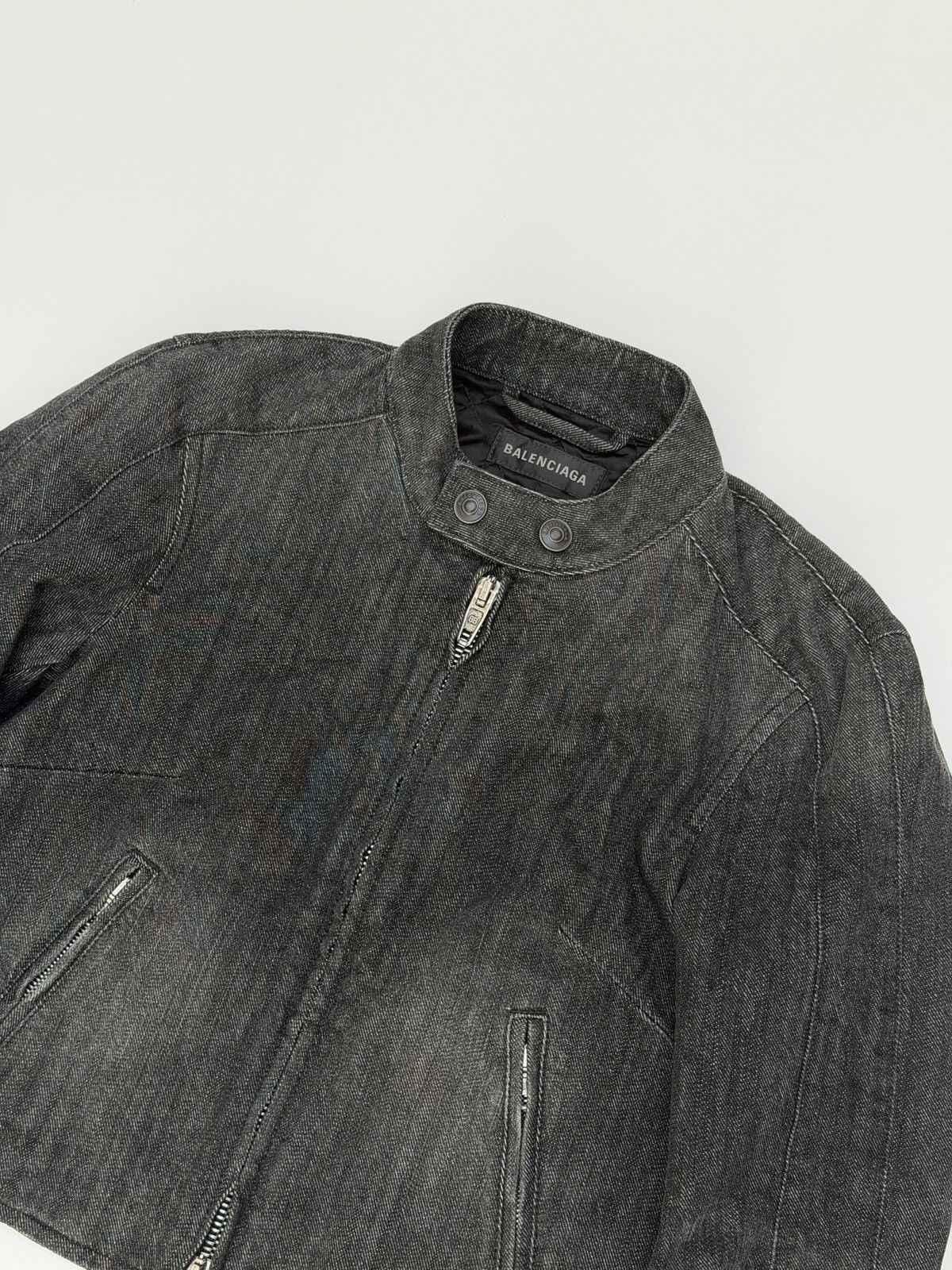 Balenciaga Balenciaga SS23 Mudshow Shrunk Racer Denim Jacket Size S / US 4 / IT 40 - 3 Thumbnail