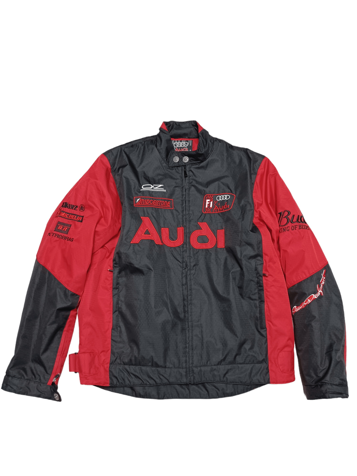 image of Audi Big Embroidered Logo Vintage Racing Jacket Bomber in Black, Men's (Size Medium)