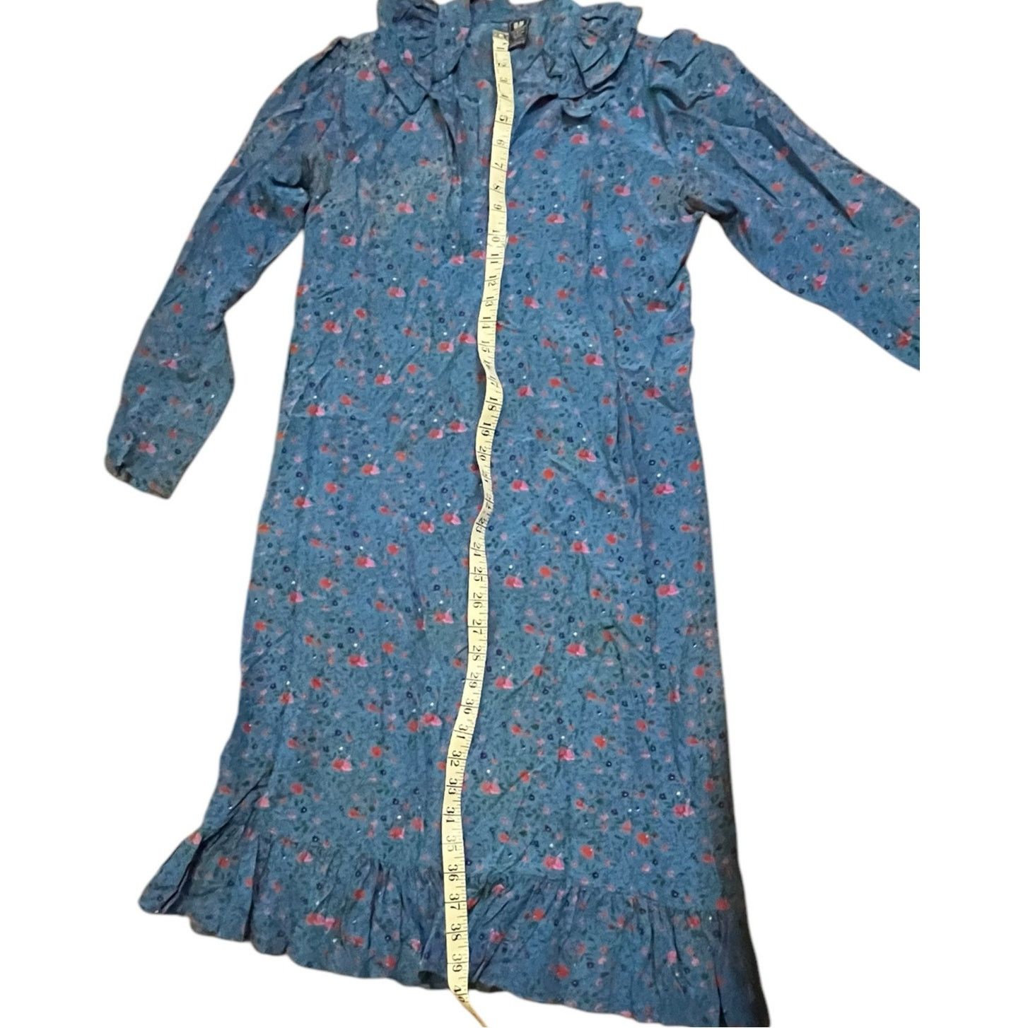 Emanuel Ungaro Emanuel Ungaro Blue Floral Ruffled V-Neck Dress Size M Size M / US 6-8 / IT 42-44 - 8 Thumbnail