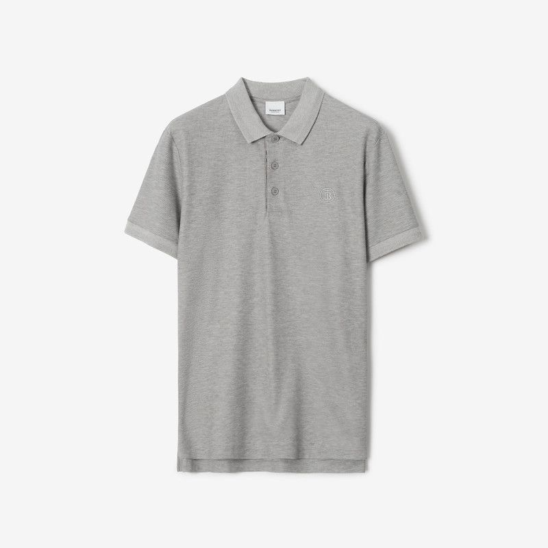 Burberry o1w1db10326 Monogram Motif Cotton Piqué Polo Shirt in Grey Size US XS / EU 42 / 0 - 1 Thumbnail