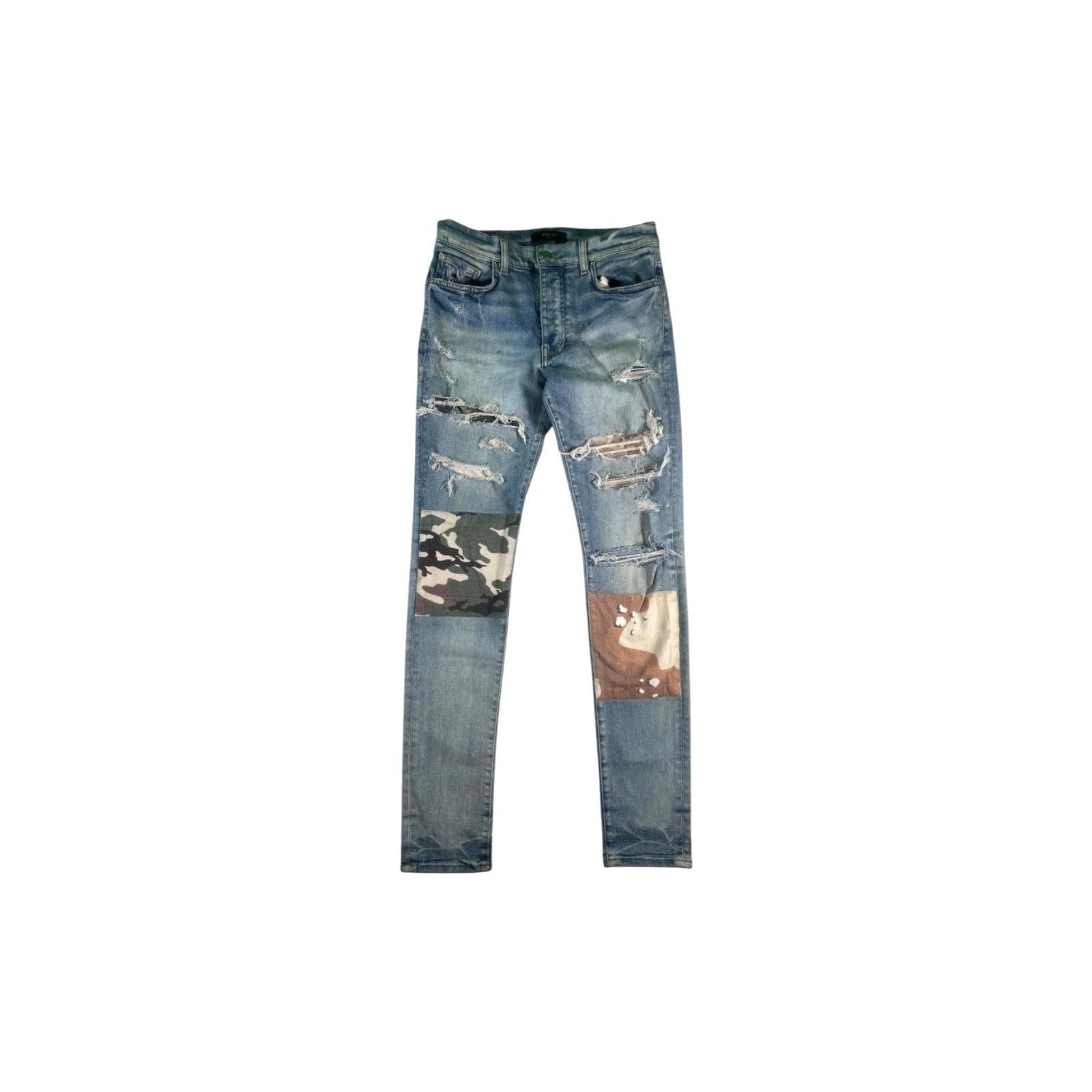 Amiri Amiri "MX1 Camo Patch" Light Wash Jeans Size US 31 - 1 Thumbnail