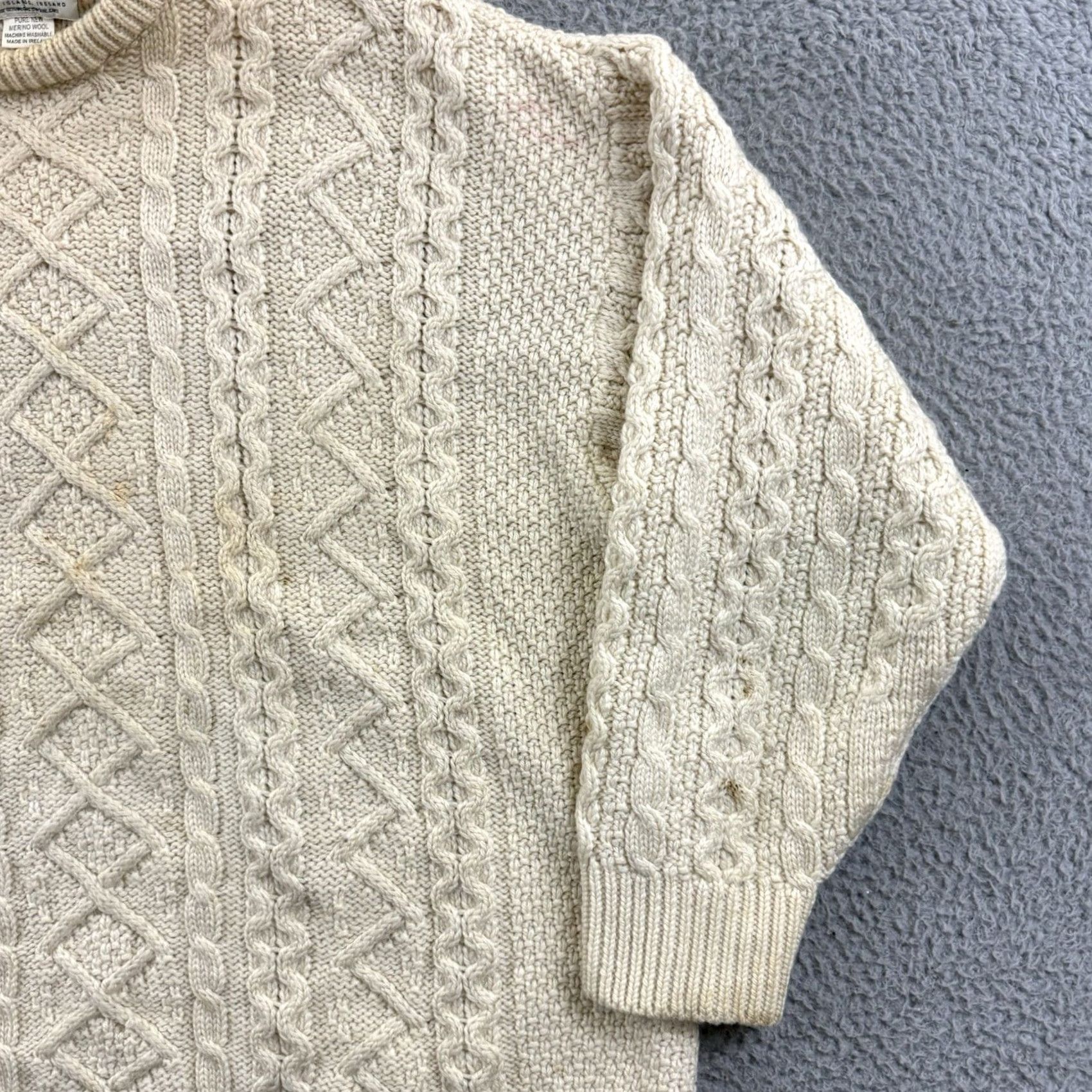 Vintage VINTAGE Aran Crafts Sweater Mens 2XL Beige Cable Knit Fisherman Wool Pullover Size US XXL / EU 58 / 5 - 5 Thumbnail