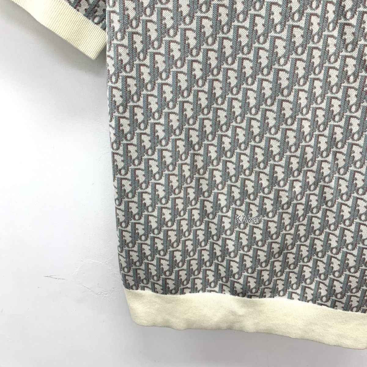 Dior Gray Patterned Short Sleeve Polo Top XS Size US XS / EU 42 / 0 - 4 Thumbnail