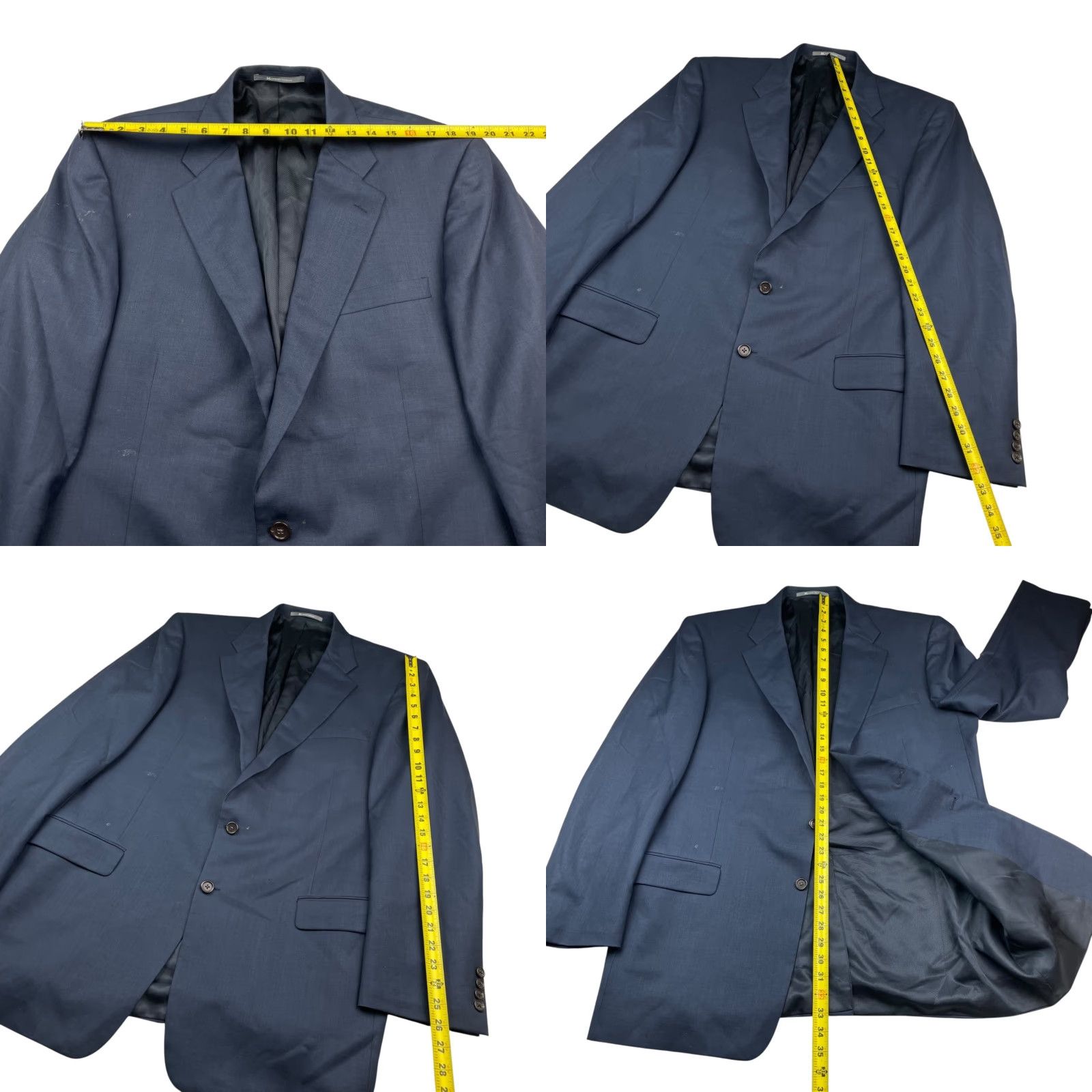 Vintage Hickey Freeman Blazer Men 44 Long Navy Blue Wool 2-Button Notch Single-Breasted 4-Button Cuff 100% Wool Size 44R - 8 Thumbnail