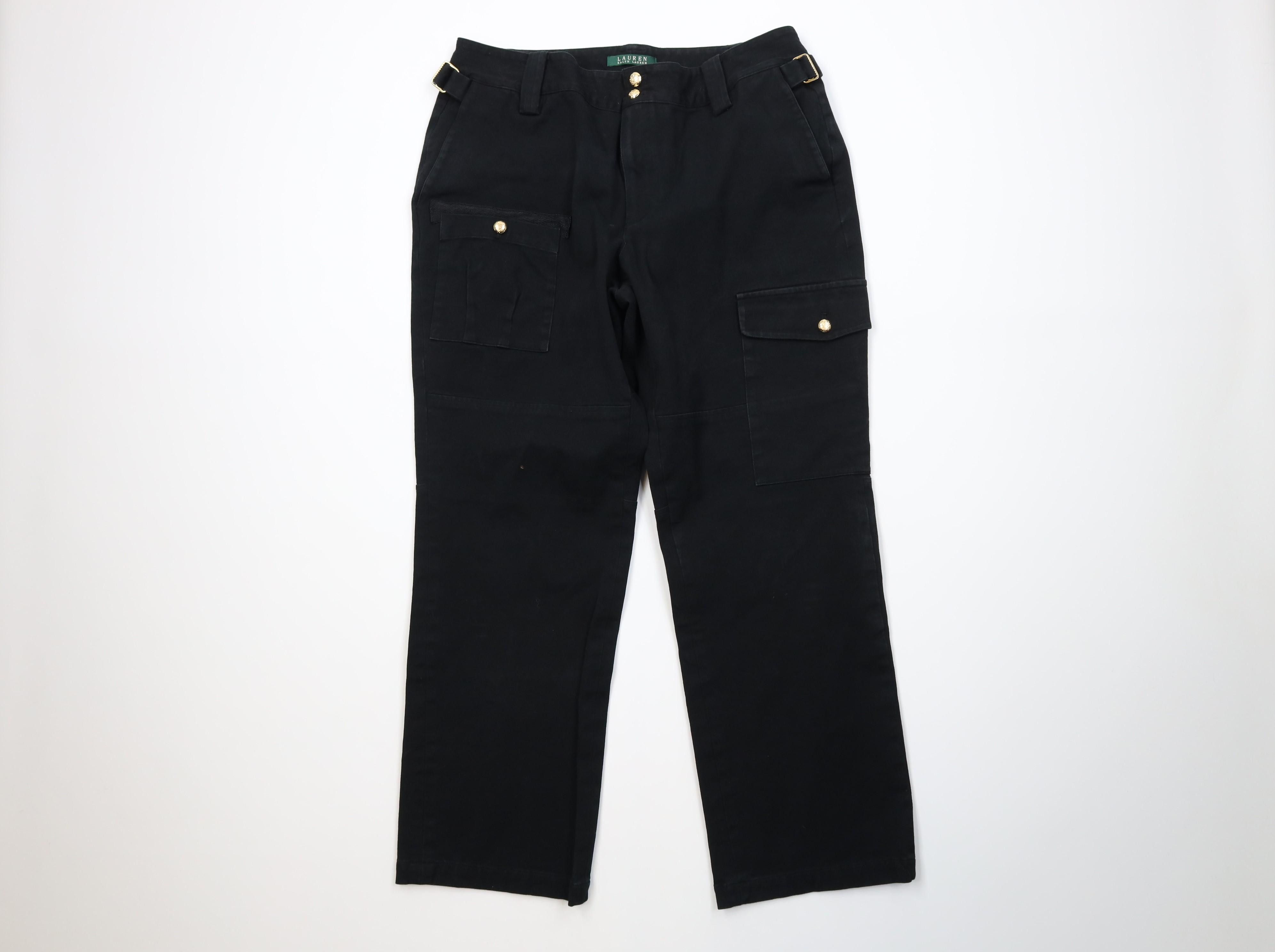 Polo Ralph Lauren Vintage 90s Ralph Lauren Flared Wide Leg Cargo Jeans Black Size 36" / US 14 / IT 50 - 1 Thumbnail