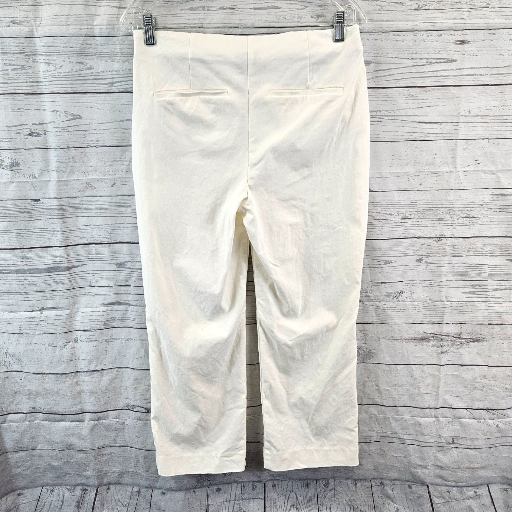 Vintage Chico's Womens Cropped Pants Sz 4 Ivory Pull On Mid Rise Rayon Blend Pants Men/Women? Size 27" / US 4 / IT 40 - 3 Thumbnail