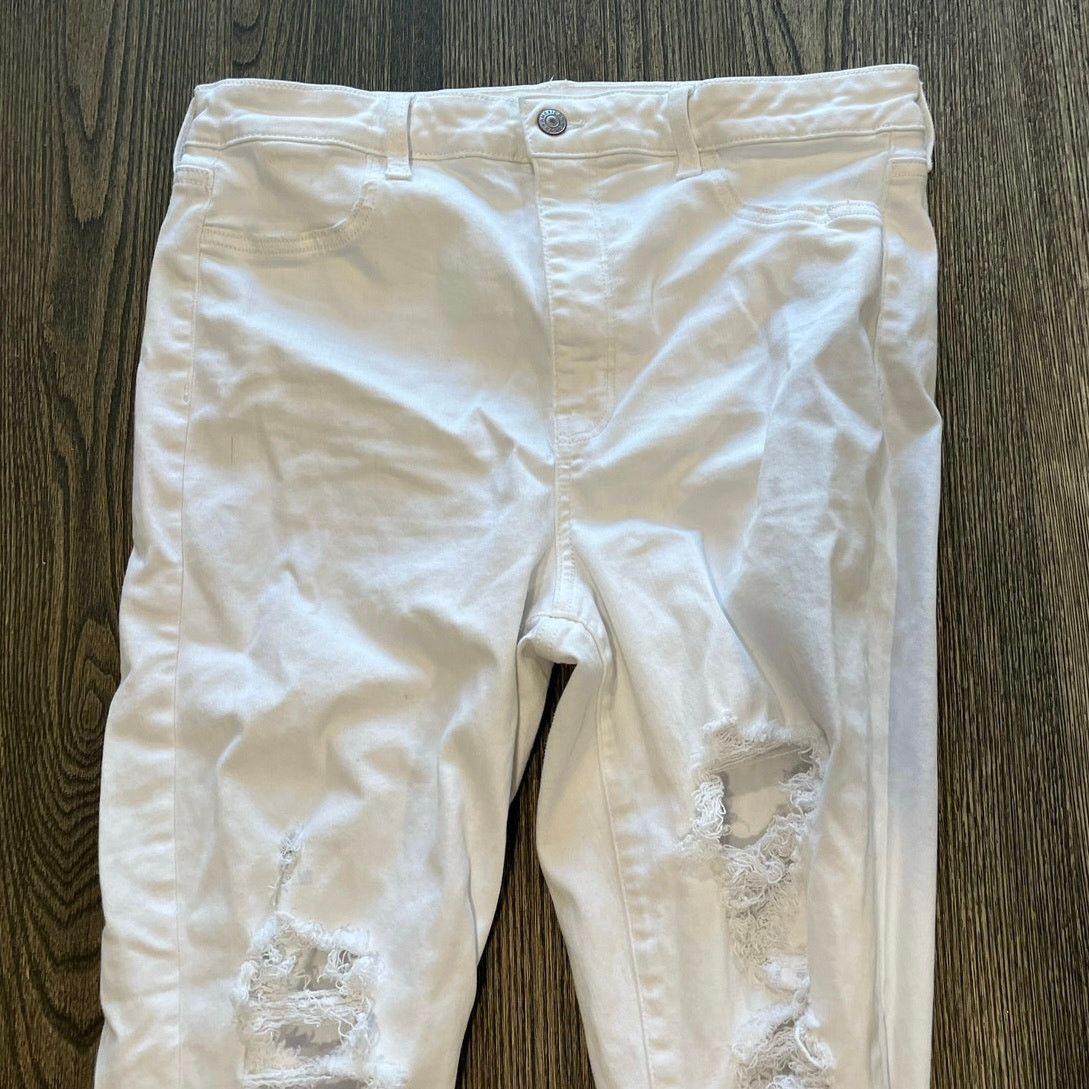 American Eagle Outfitters American Eagle Jegging Crop Jeans Distressed White Size 16 Size 38" / US 16 / IT 52 - 3 Thumbnail