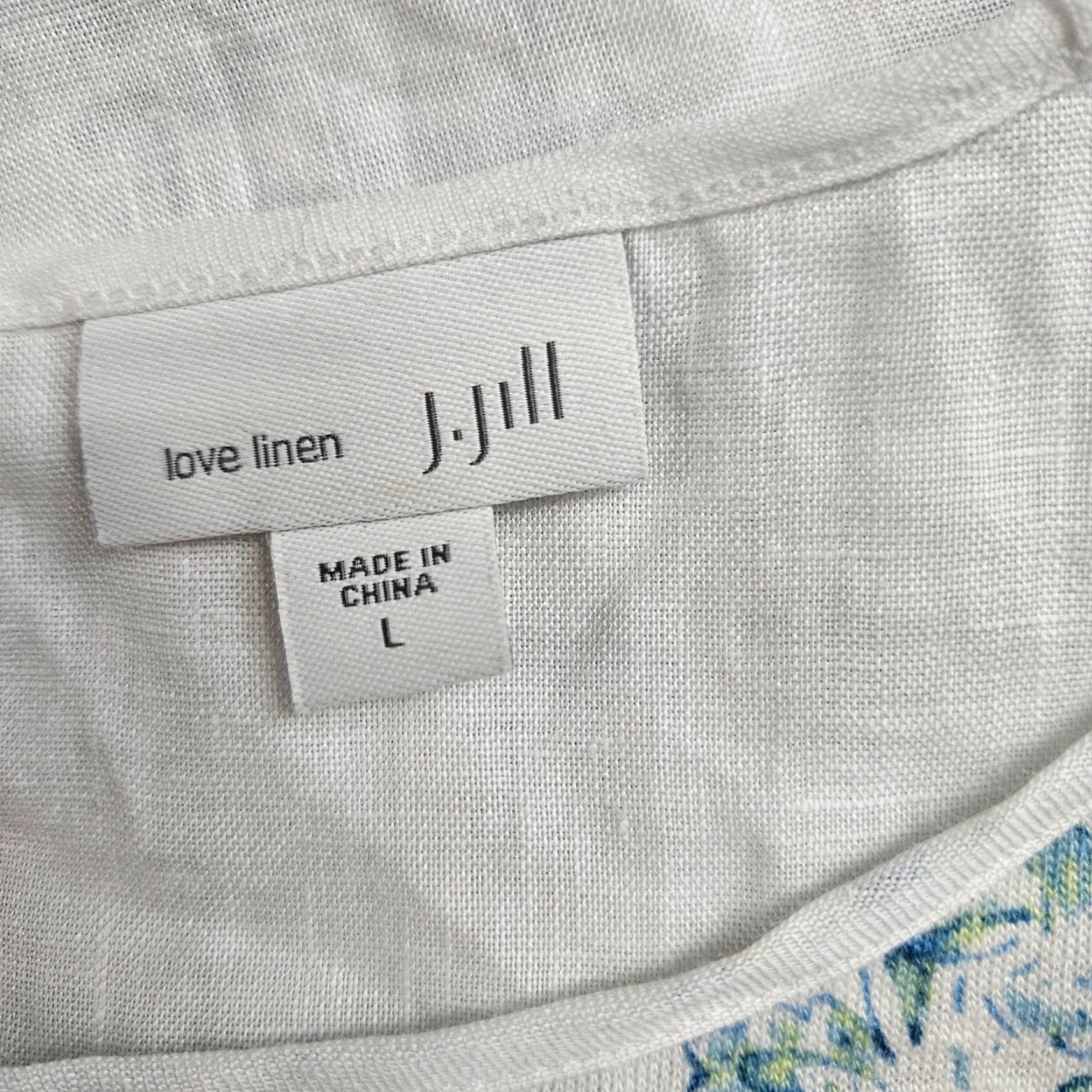 J. Jill J Jill Love Linen Womens Top Sz Large White Blue Paisley Short Sleeve Blouse Size L / US 10 / IT 46 - 5 Thumbnail