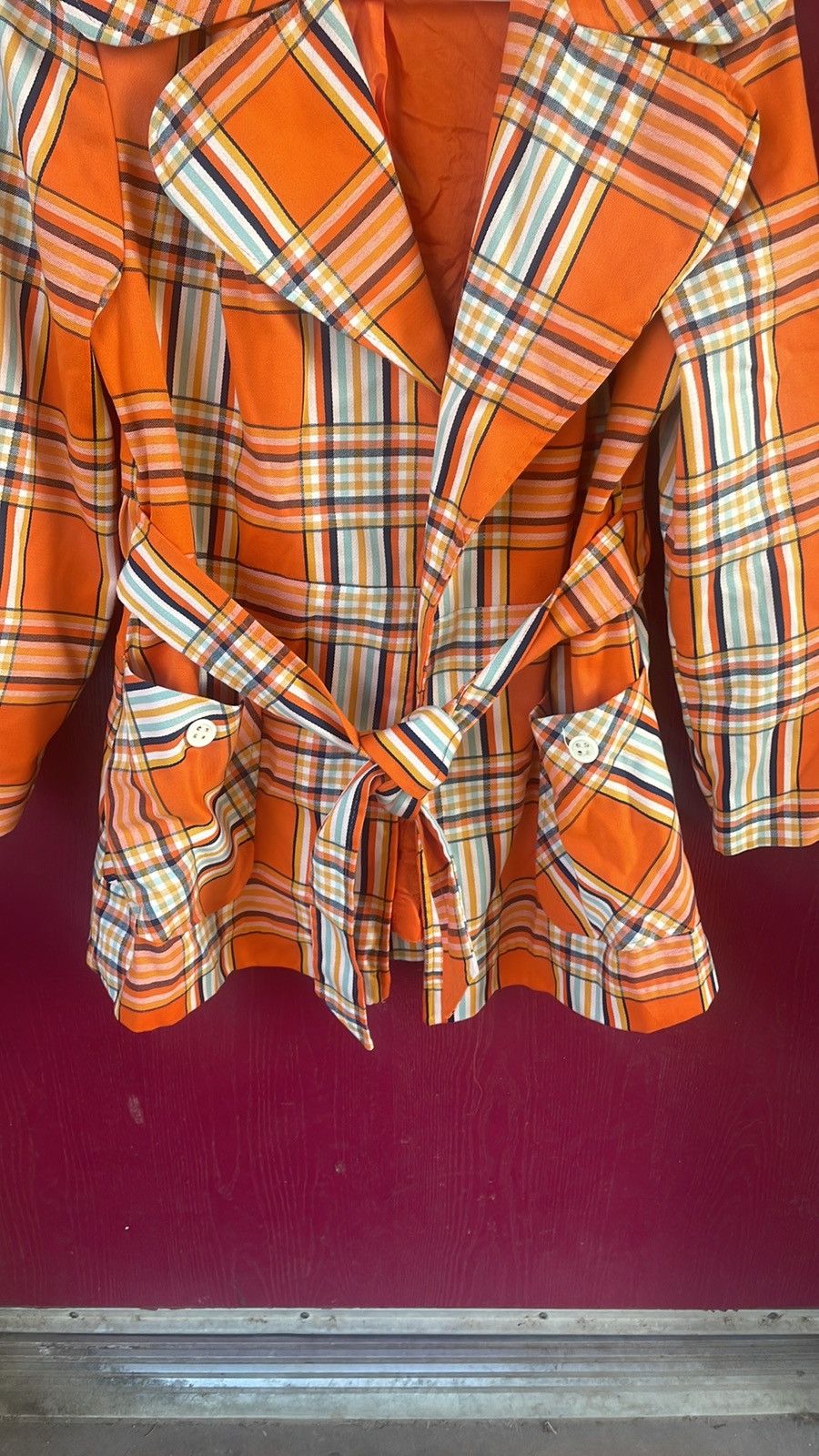 Vintage MARSIS California Vintage 60’s orange plaid blazer Size M / US 6-8 / IT 42-44 - 4 Thumbnail