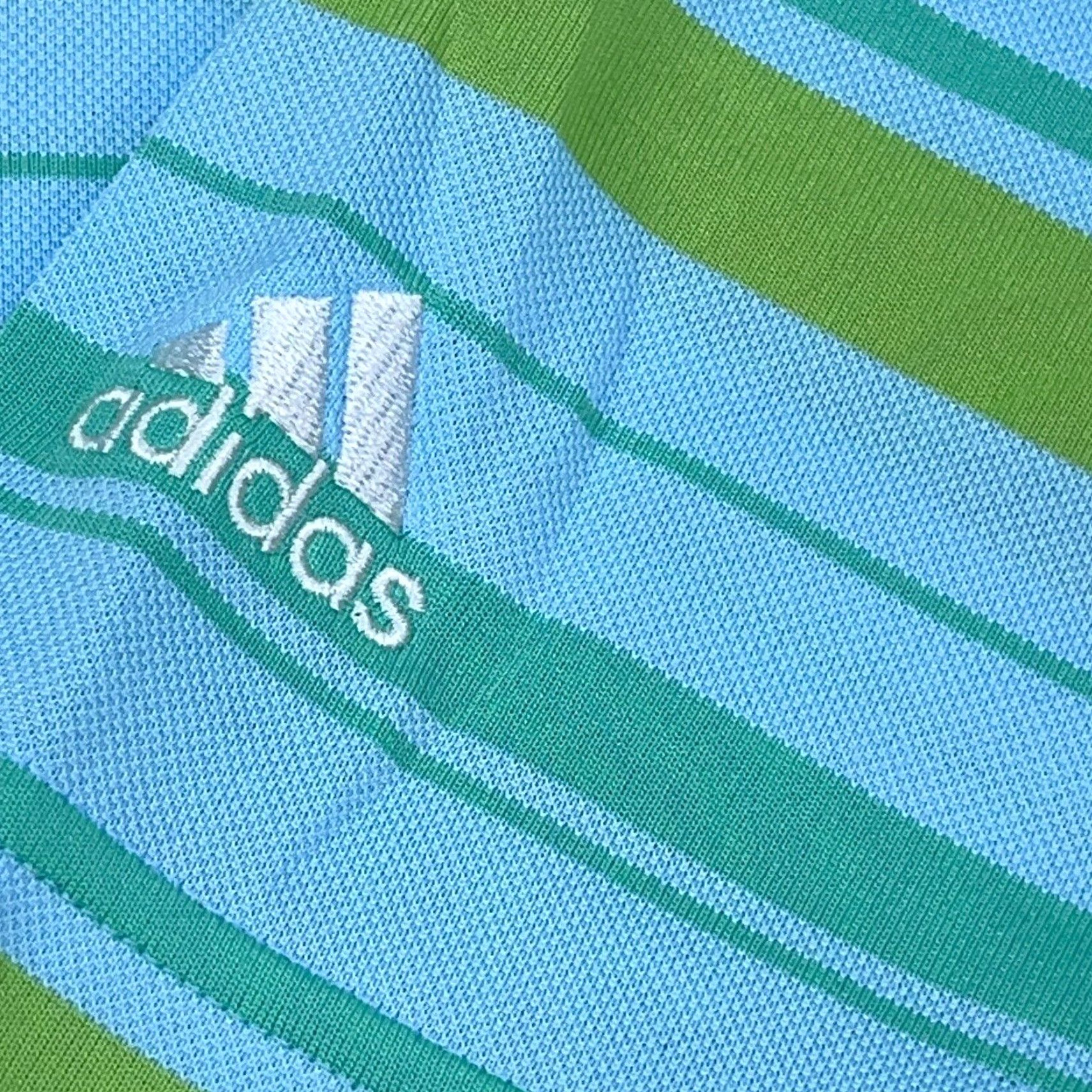 Adidas Adidas Polo Shirt Men Large Blue Green Striped Clima Lite Performance Golf Adult Size US L / EU 52-54 / 3 - 5 Thumbnail
