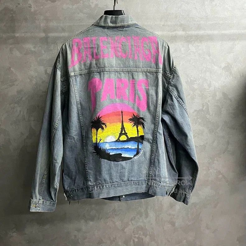 Balenciaga Balenciaga Blue Denim Jacket with Print. Size US XS / EU 42 / 0 - 1 Thumbnail