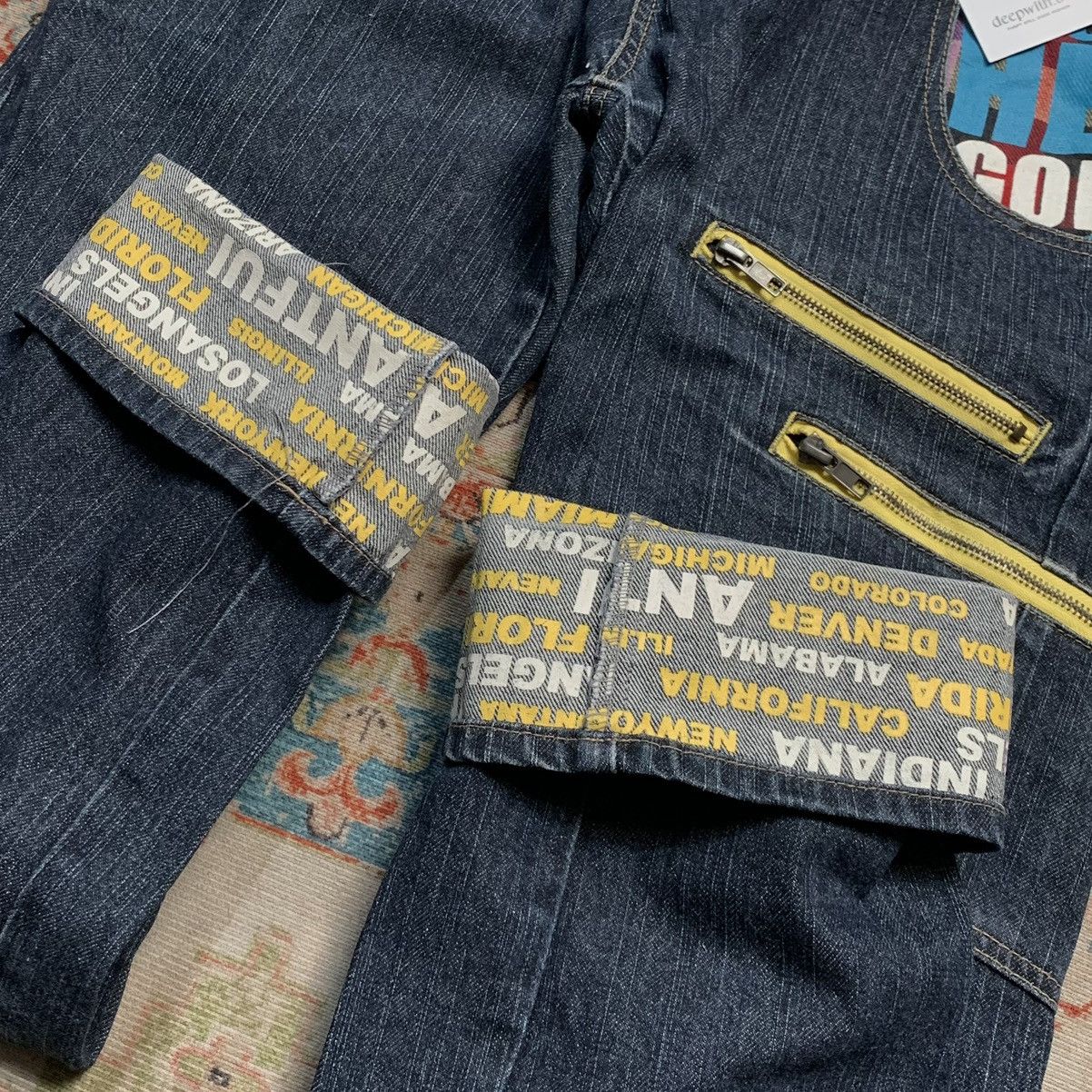 Japanese Brand Antfui Double Waist Dark Blue Jeans Regular Fit Size US 30 / EU 46 - 14 Thumbnail