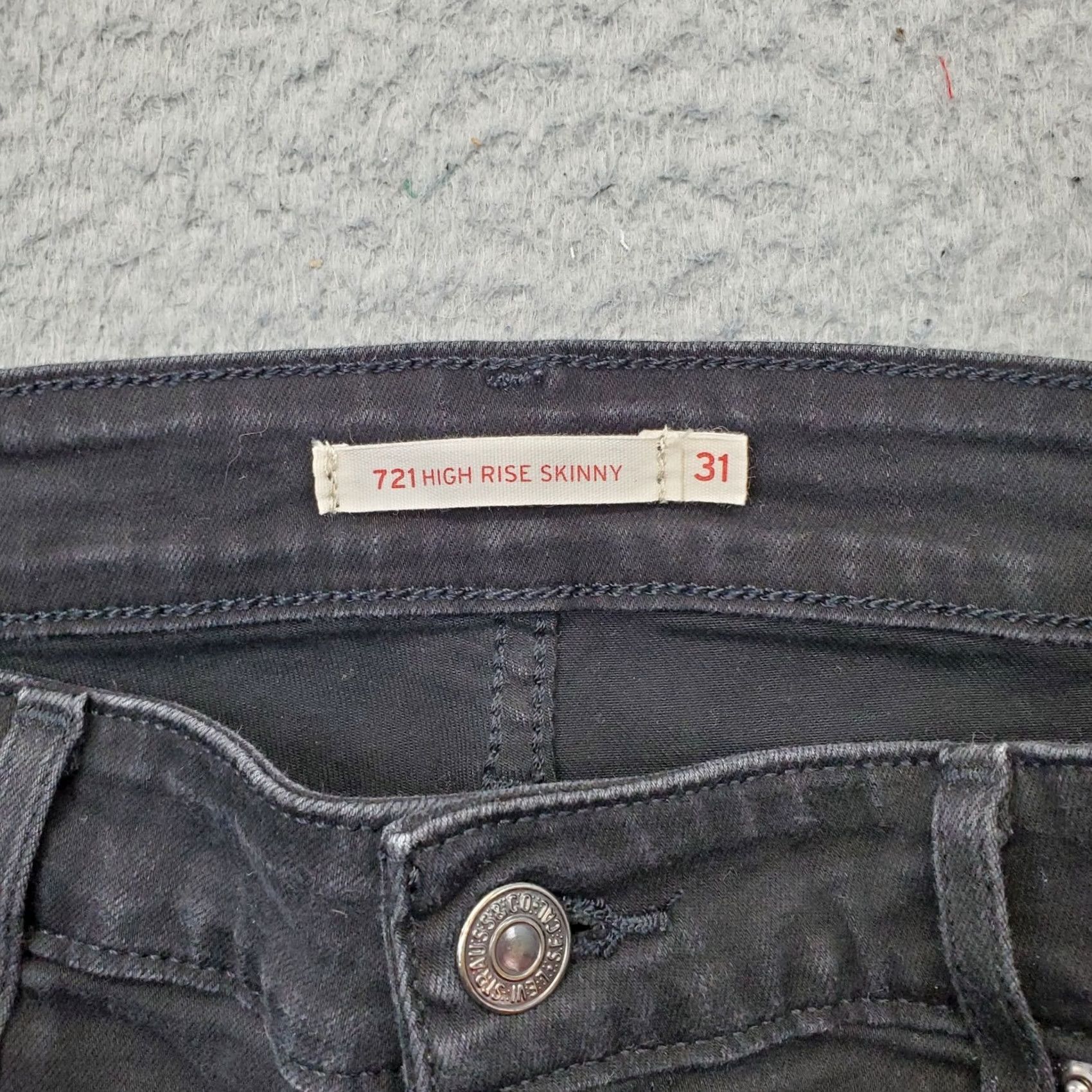 Levi's Levi's 721 Skinny Jeans Womens Black Denim High Rise Stretch Streetwear Size 24" / US 00 / IT 34 - 7 Thumbnail