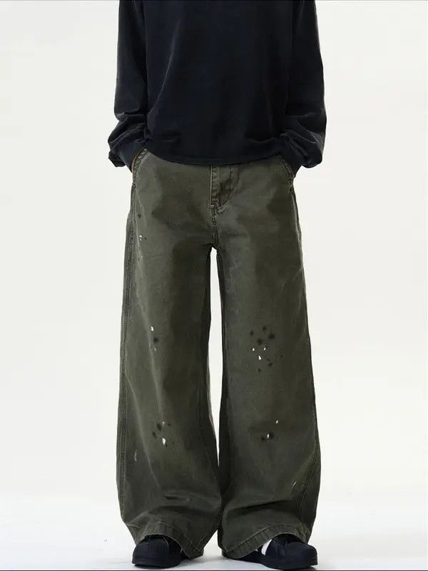 Japanese Brand nji American retro ink-splashed loose workwear jeans for men Size US 32 / EU 48 - 6 Thumbnail
