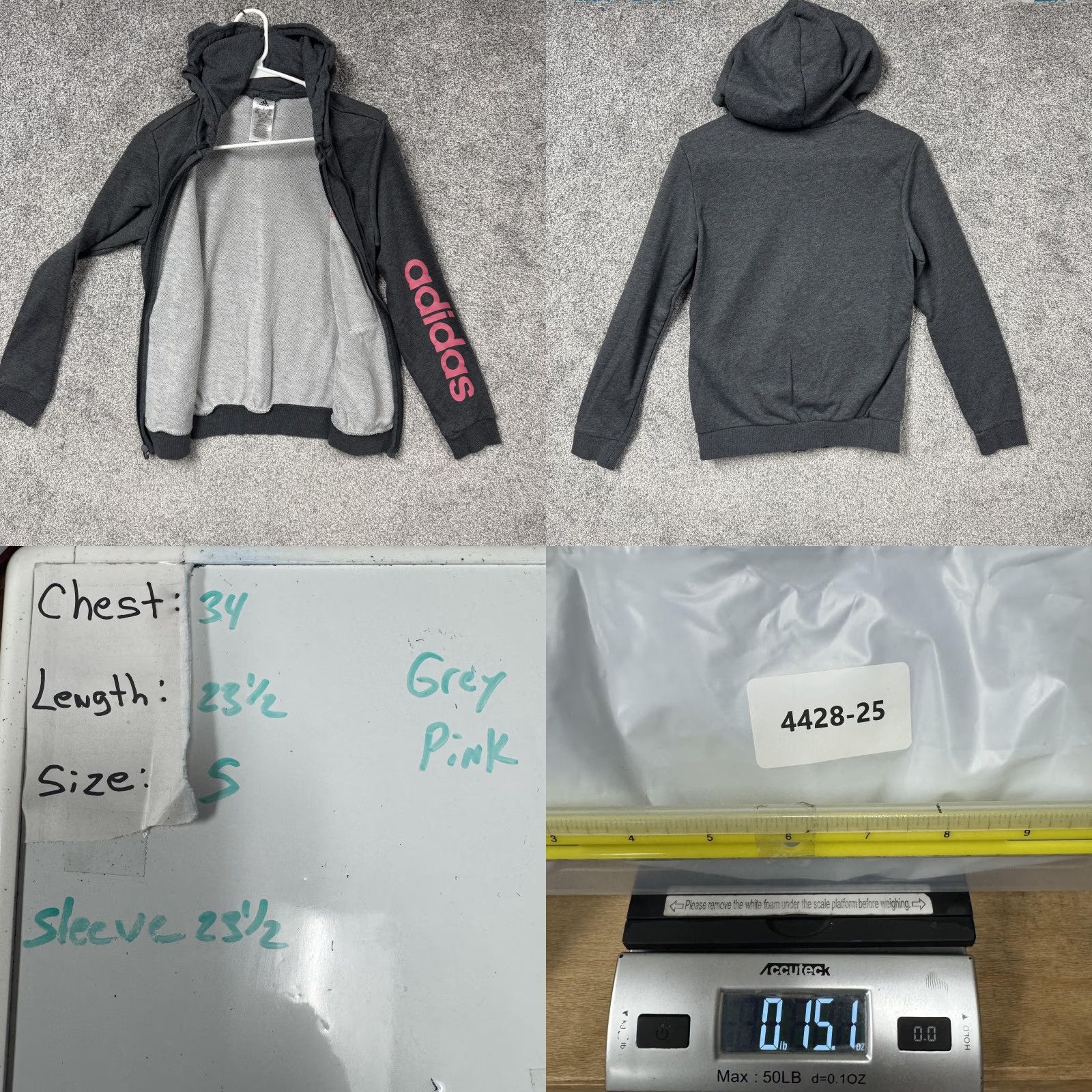 Adidas Adidas Hoodie Womens Small Gray Full Zip Sweatshirt Logo H07750 Size S / US 4 / IT 40 - 9 Thumbnail