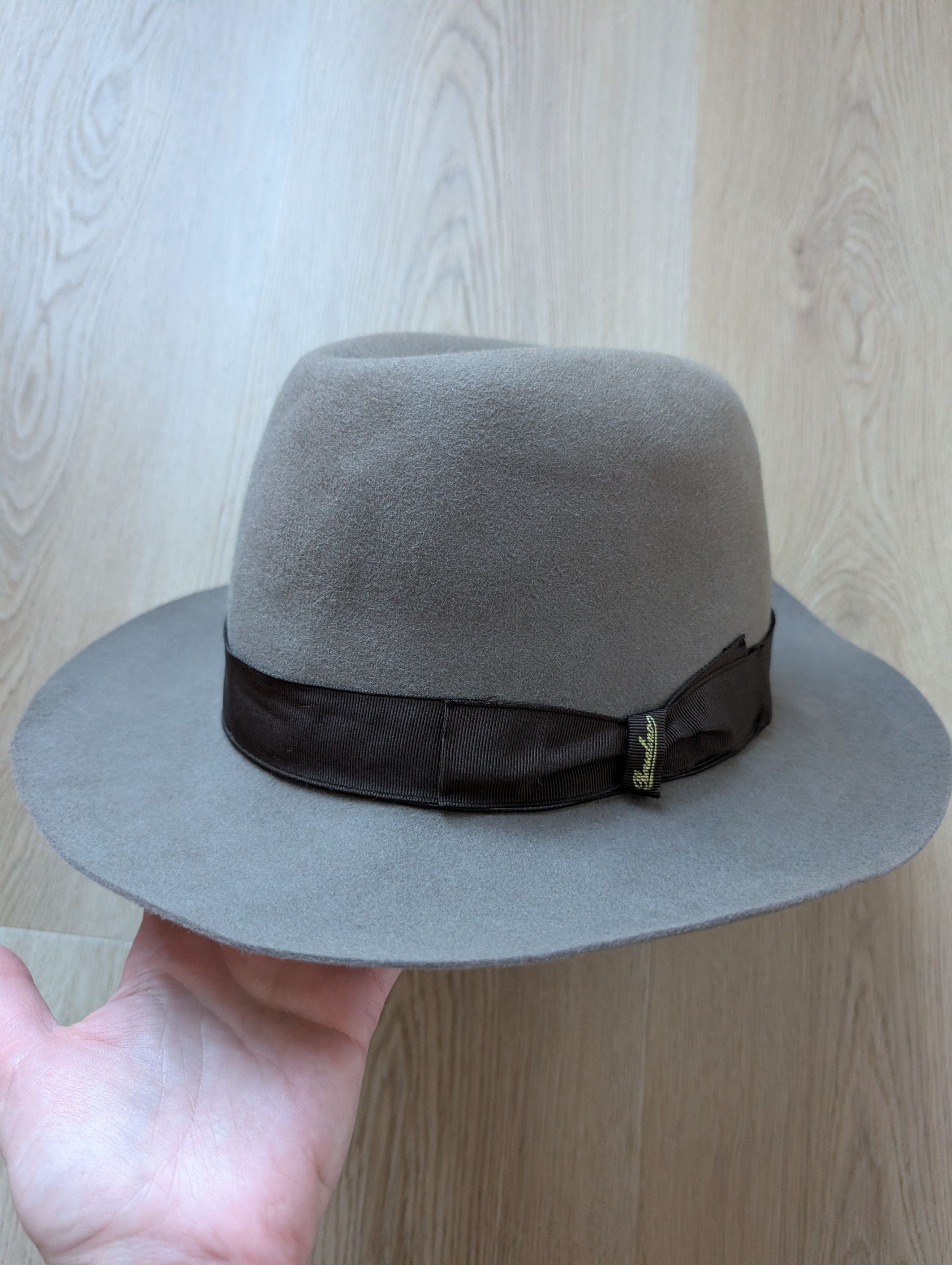 Borsalino Italy Men's Classic Grey Fedora Fur Felt Hat Sz 58