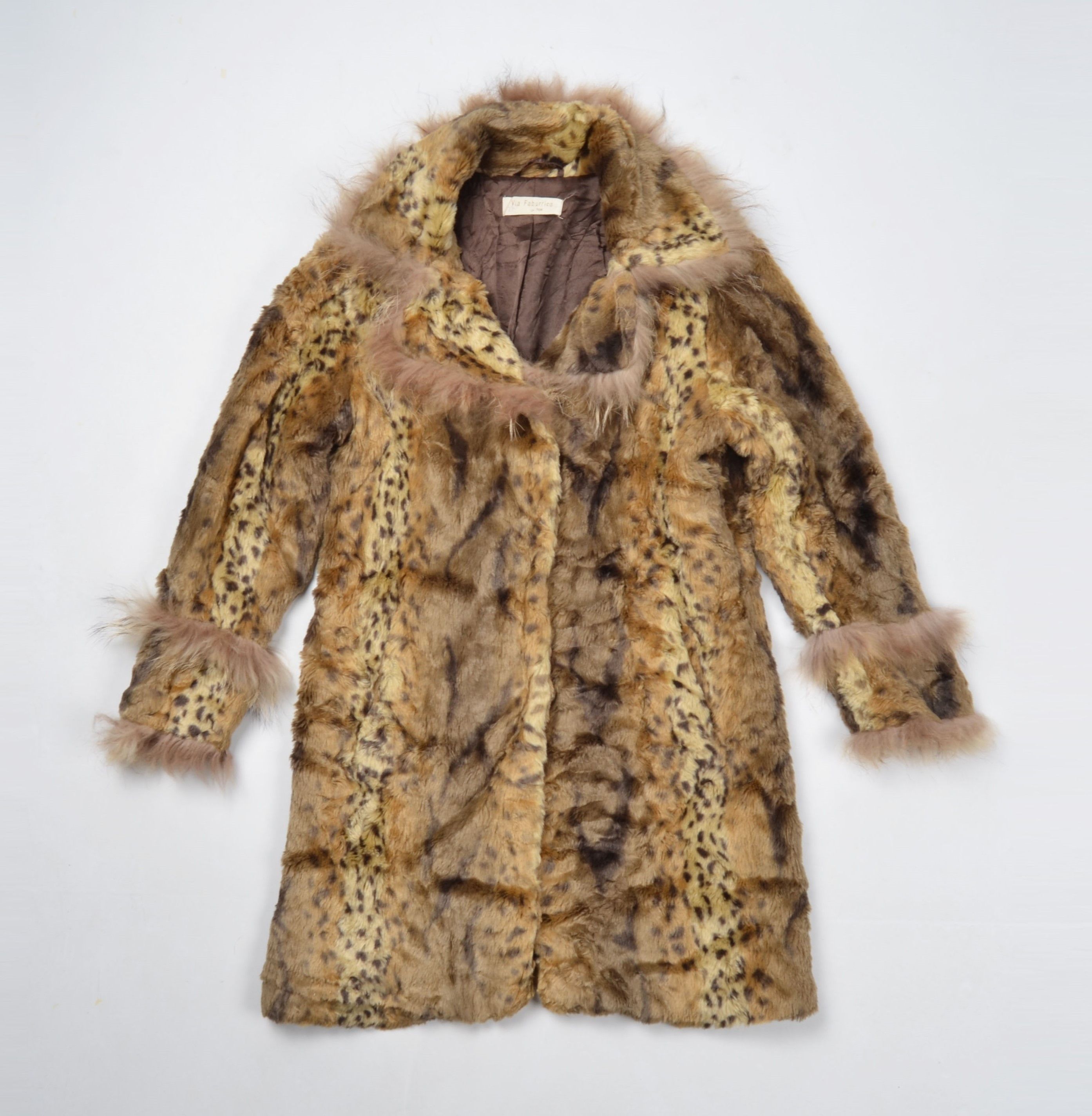 Japanese Brand × Vintage Via Faburrica Y2K Glam Leopard Faux Fur Mob Wife Coat Size M / US 6-8 / IT 42-44 - 4 Thumbnail