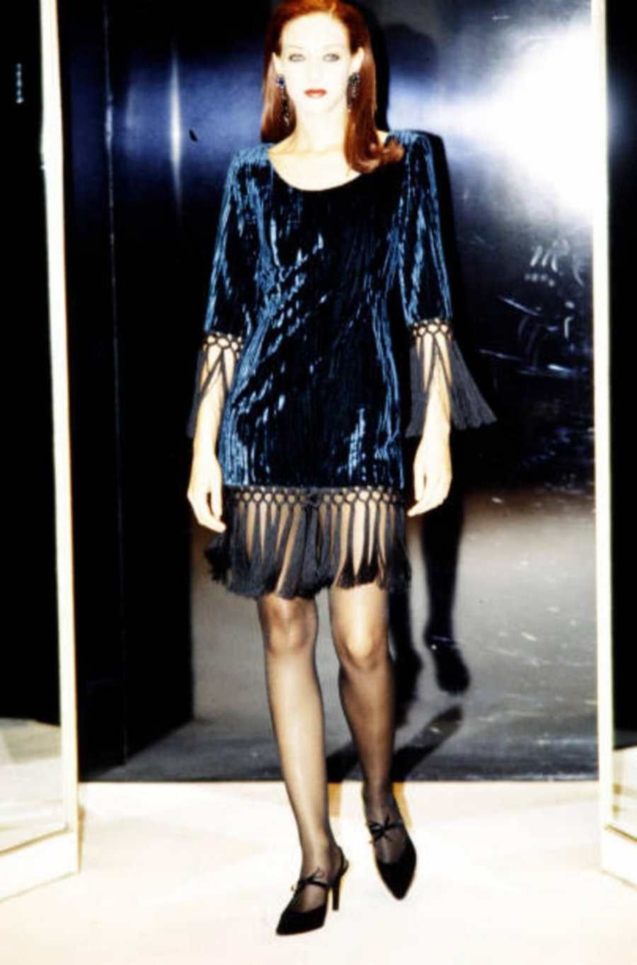 Yves Saint Laurent 1998 Runway Yves Saint Laurent Rive Gauche Finge Dress Size M / US 6-8 / IT 42-44 - 3 Thumbnail