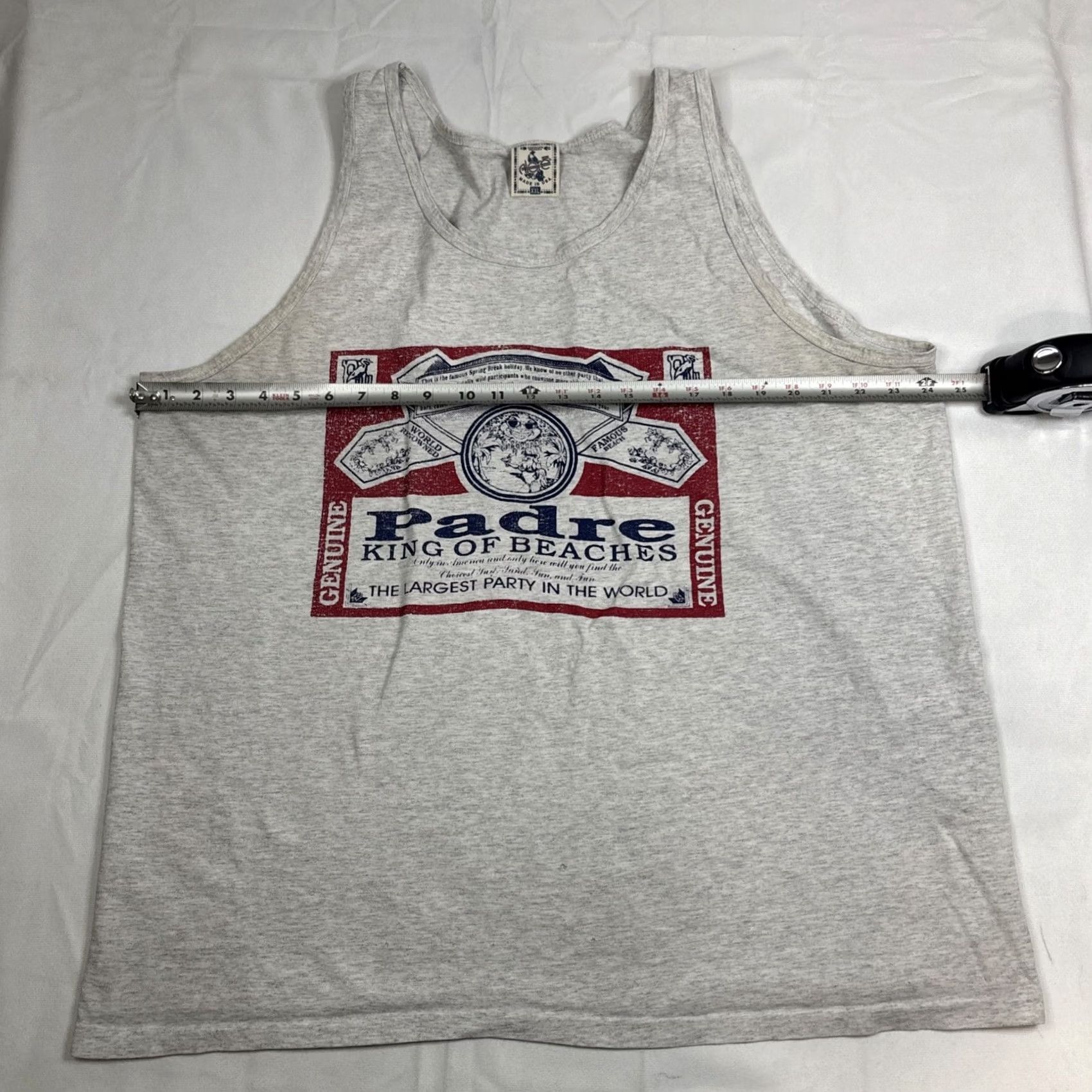 Vintage VINTAGE? Tank Top Men’s 2XL Gray San Padre Island spring break king of beaches Shirt Adult 2XL Gray Beach Spring Mens Size US XXL / EU 58 / 5 - 4 Thumbnail
